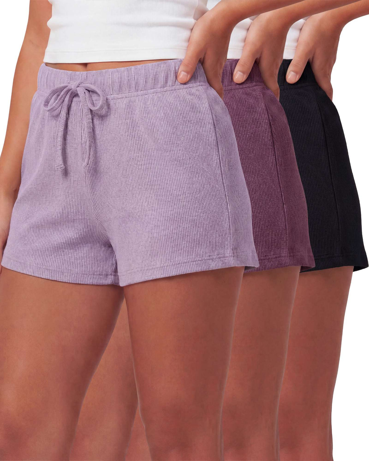 Real Essentials 3 Pack Women's Cotton Pajama Shorts Lounge Sleep Comfy Cute Casual Knit PJ - Solid Black, Solid Black, Charcoal Heather, Solid Vintage Indigo