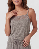 Real Essentials 2 Pack Women's Pajama Sets 2 Piece Lace Trim Cami Tank Shorts Sleepwear PJs - Solid Black, Charcoal Heather