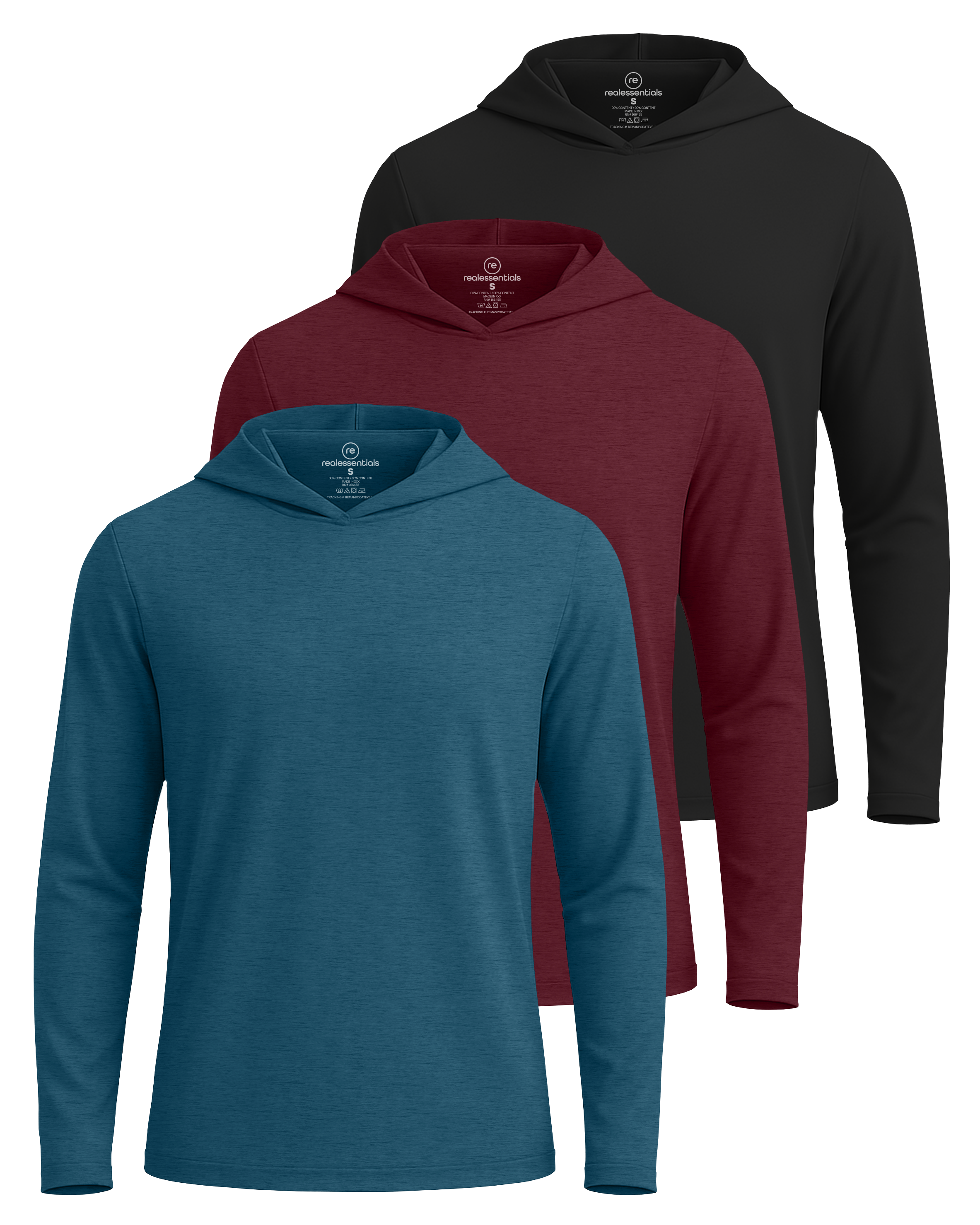 3 Pack: Mens Dry Fit Active Hoodie Pullover Sweatshirt