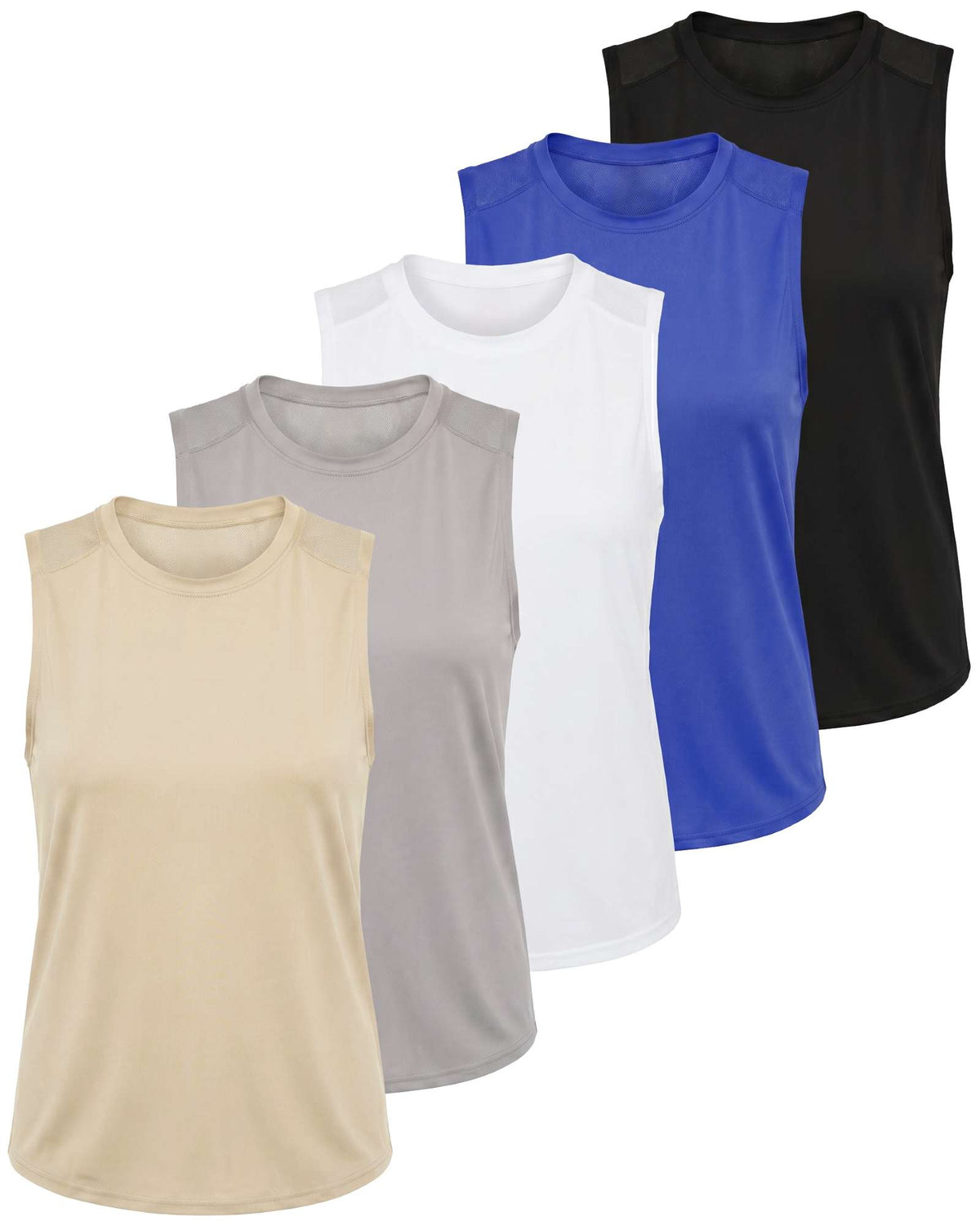 Real Essentials 5 Pack Women's Dry Fit Tank Tops Sleeveless Racerback Athletic Workout - Set 8