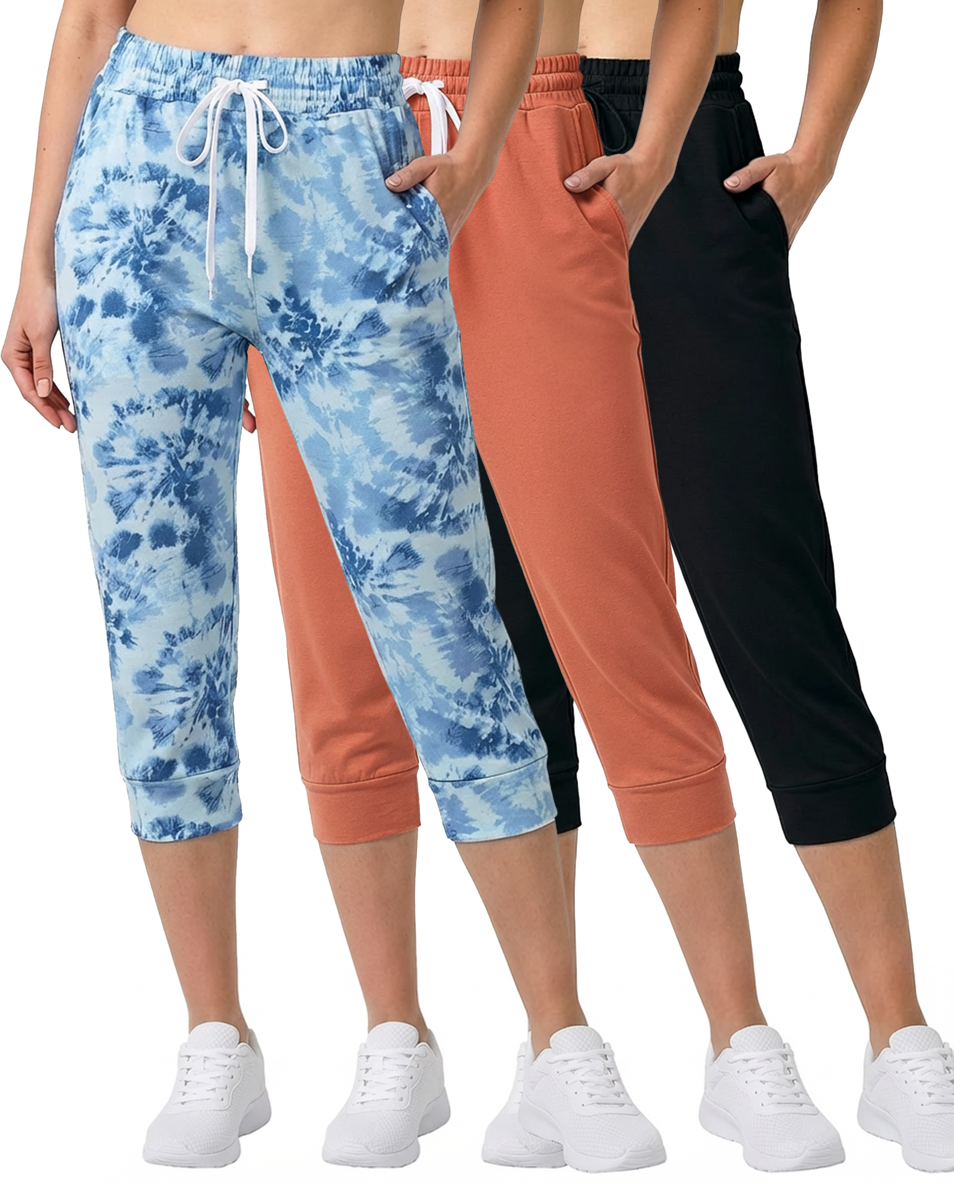 3 Pack: Women's Capri Joggers (Available in Plus Size)