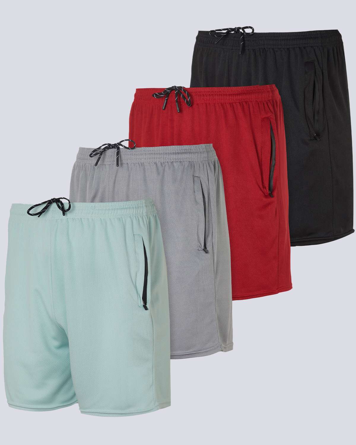 4 Pack: Men's 5" Mesh Running Shorts with Zipper Pockets
