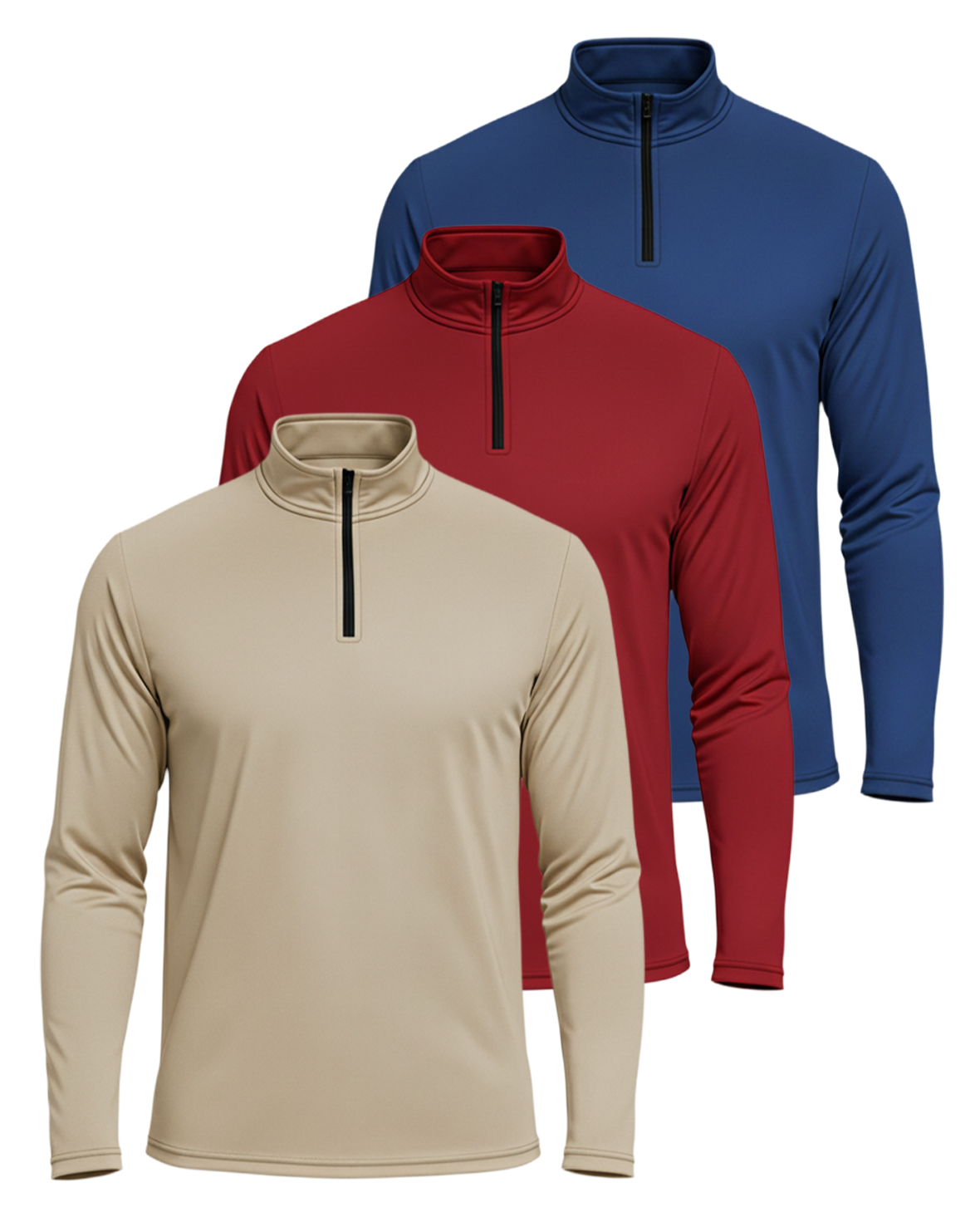3 Pack: Mens Active Dry-Fit Quarter Zip Pullover