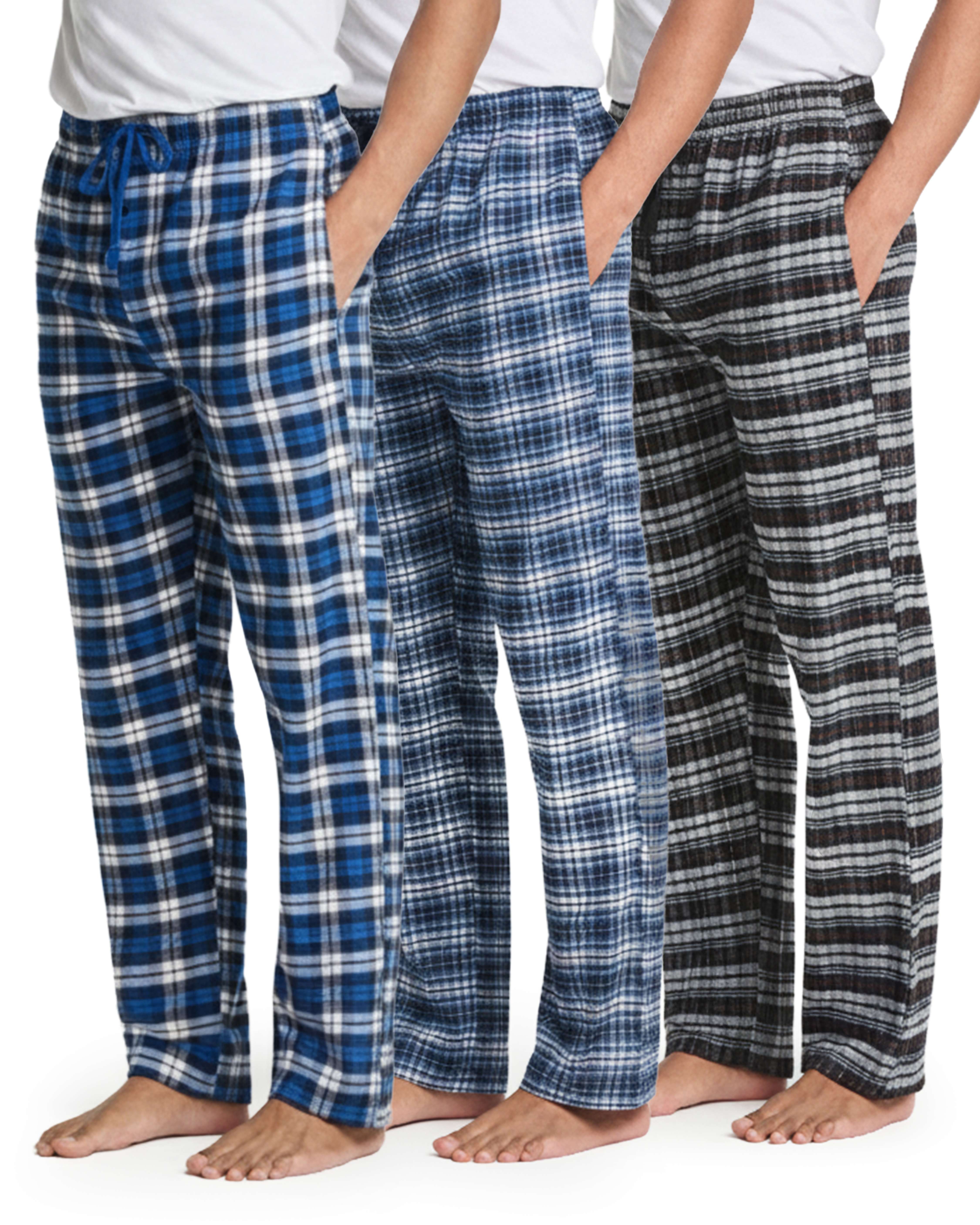3 Pack: Mens Flannel Plaid Pajama Pants