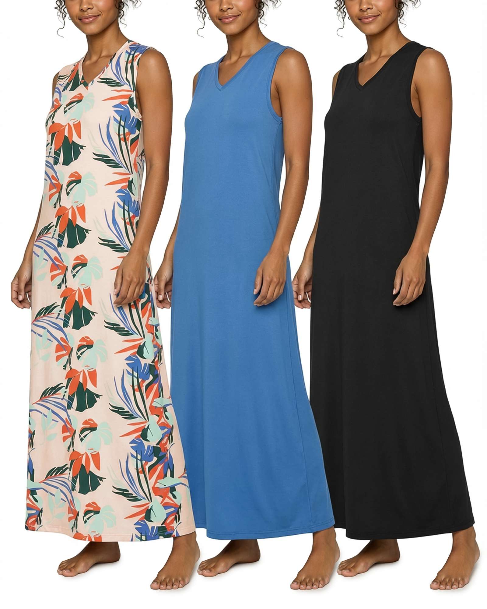 3 Pack: Women's Soft Tank Nightgown (Available in Plus Size)