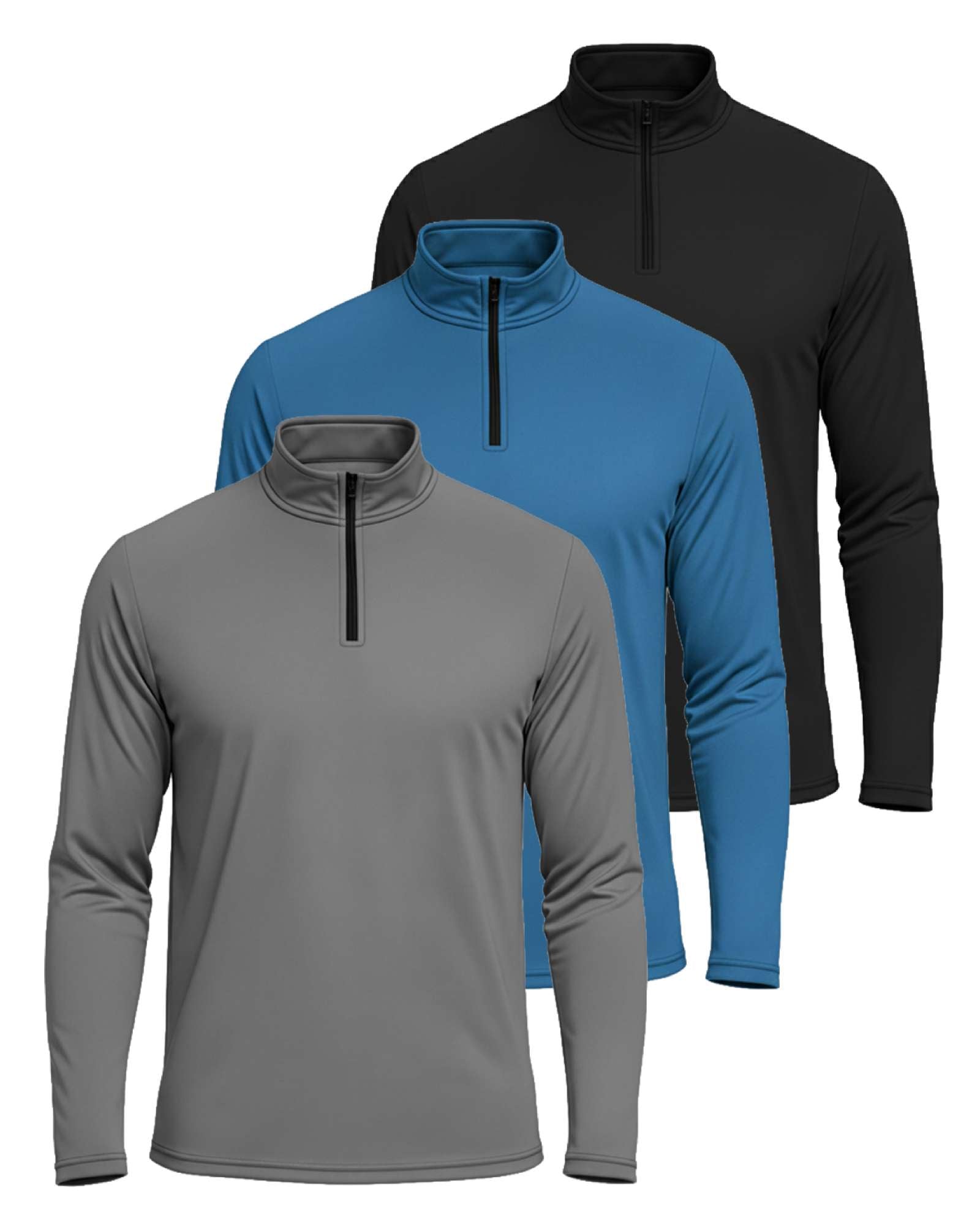 3 Pack: Mens Active Dry-Fit Quarter Zip Pullover (Available in Big & Tall)