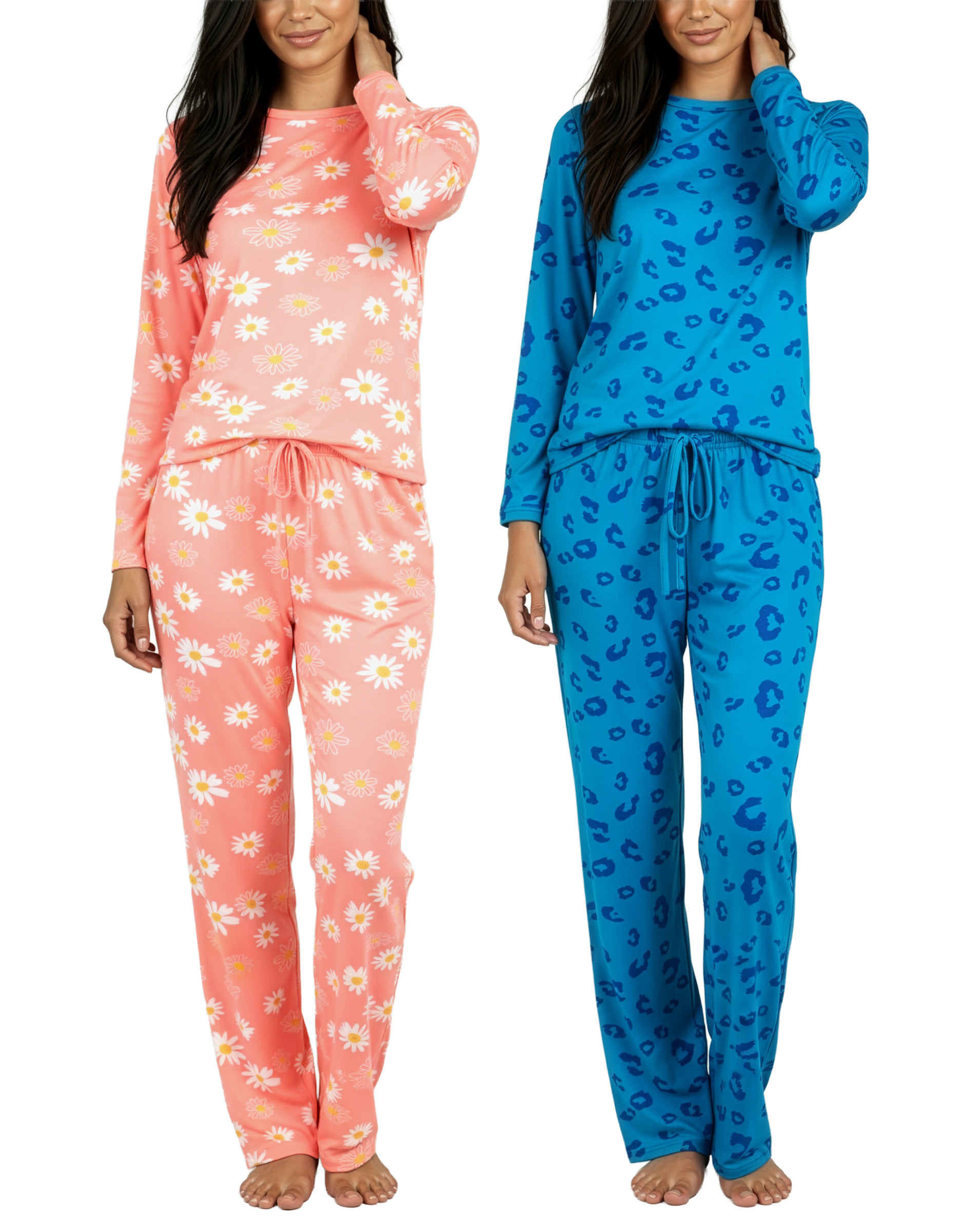 2 Pack: Women’s Pajama Set Super-Soft Short Sleeve V-Neck Top With Pants (Available in Plus Size)