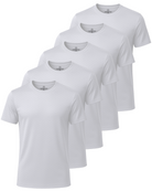 Real Essentials 5 Pack Men's Dry Fit Short Sleeve Crew T Shirts Gym Tees Athletic Workout - Solid Bright White, Solid Bright White, Solid Bright White, Solid Bright White, Solid Bright White