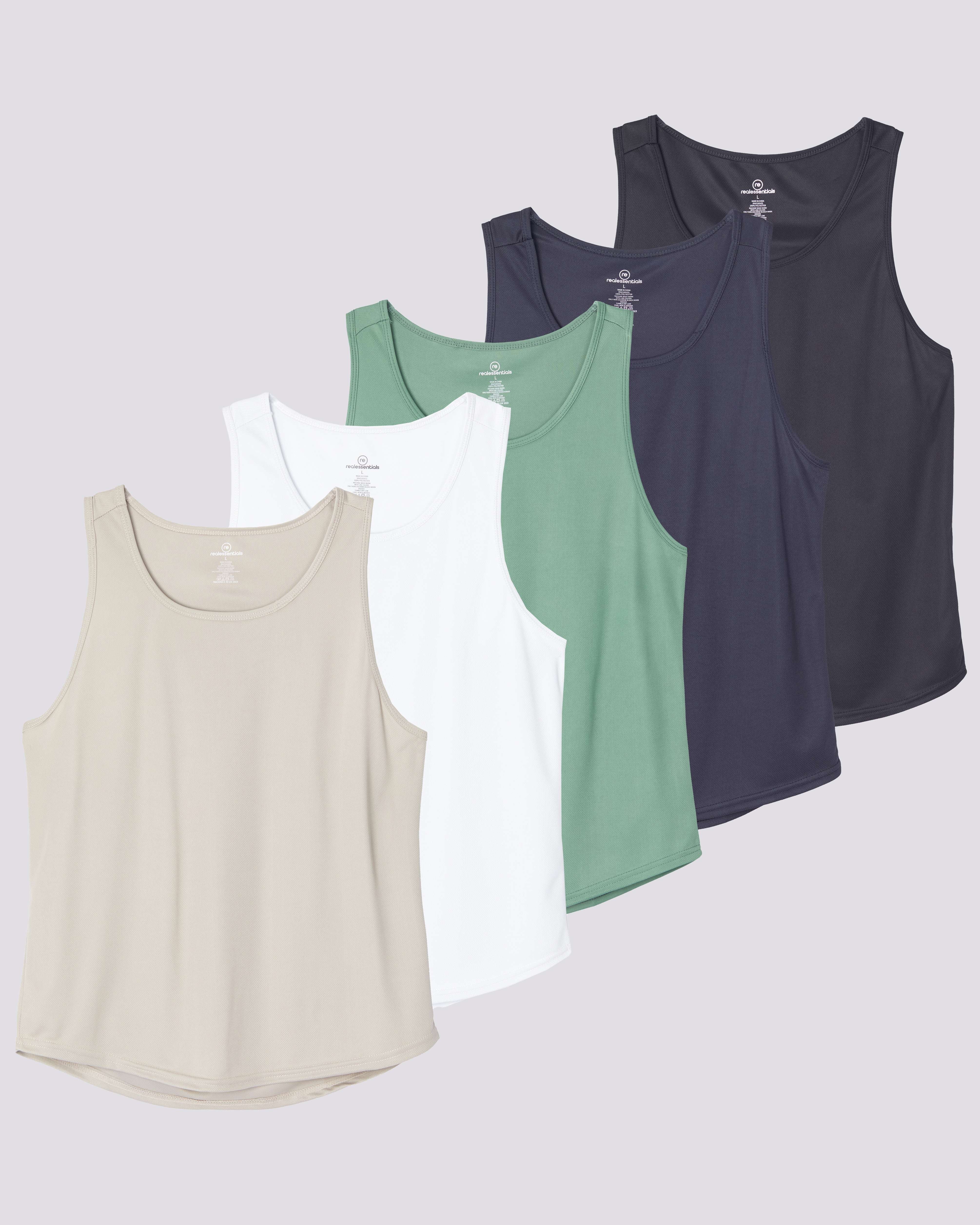 5 Pack: Men's Mesh Y-Back Muscle Tank Top (Available in Big & Tall)