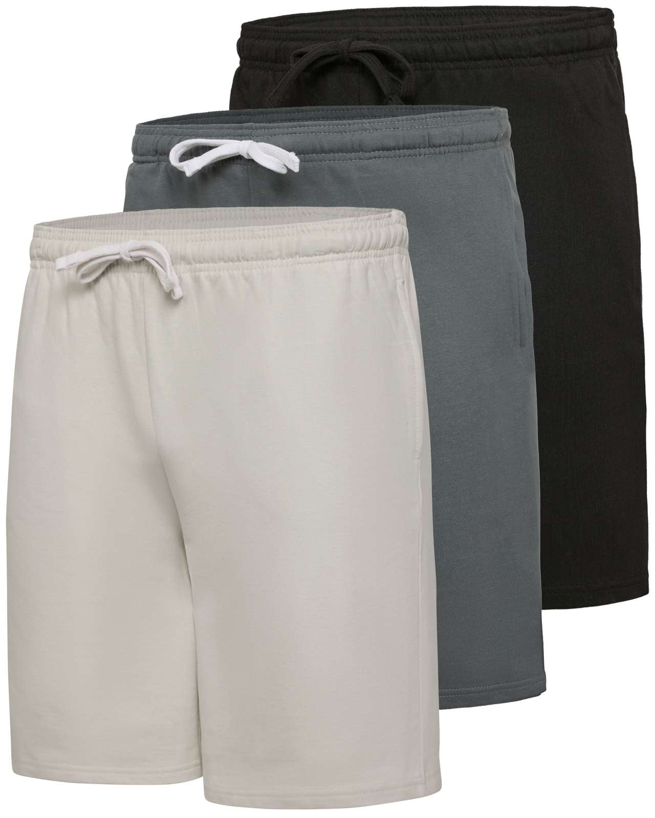 Real Essentials 3 Pack: Men’s 9" Cotton Fleece Sweat Short – Casual Gym, Lounge & Sleep Shorts with Pockets