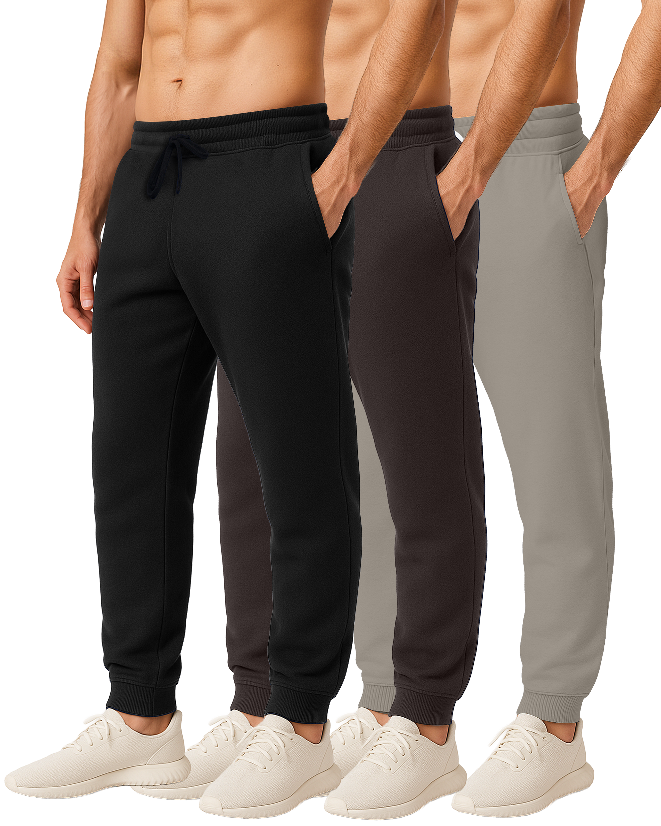 3 Pack: Mens Fleece Jogger Sweatpants