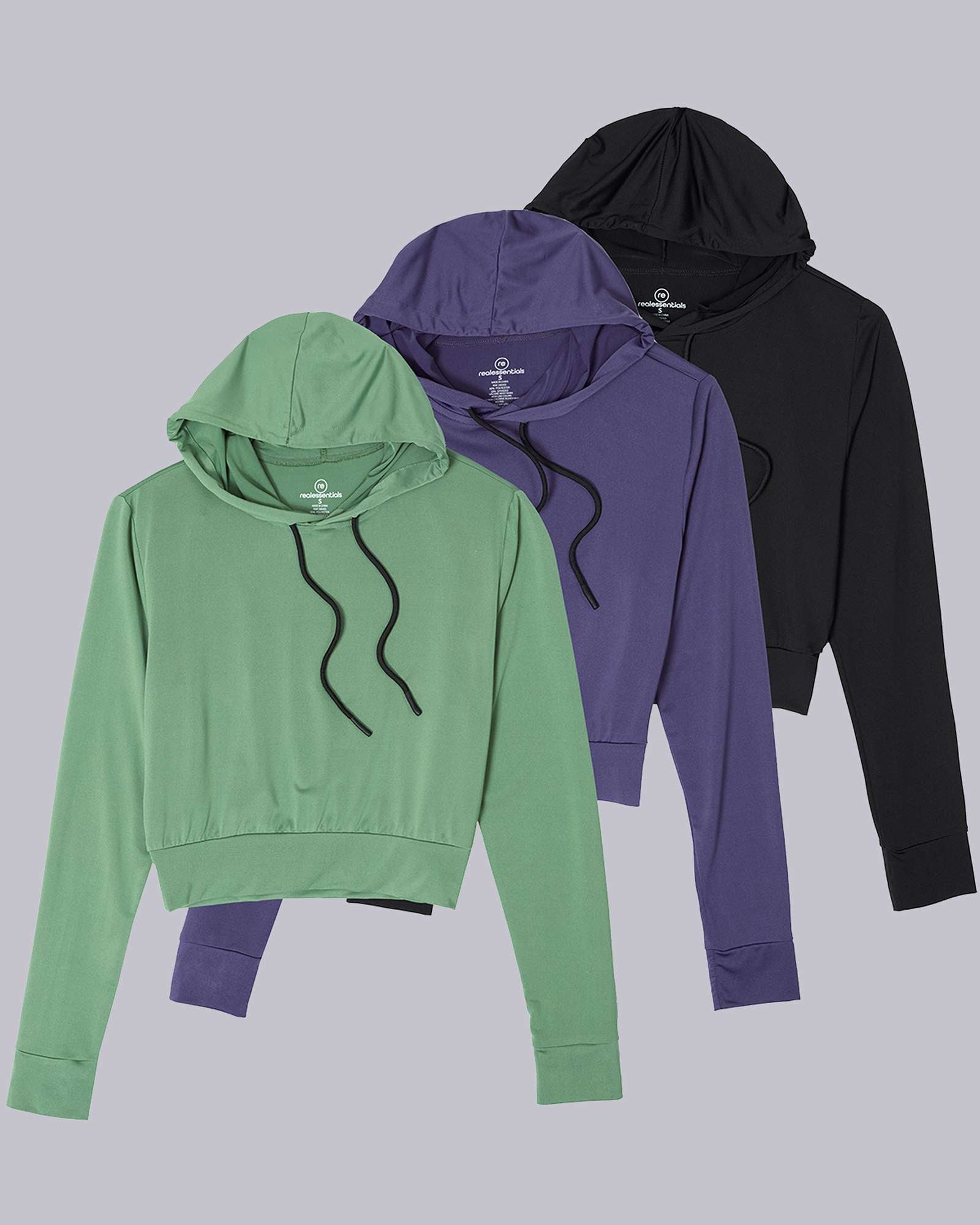 3 Pack: Women's Long Sleeve Cropped Hoodie
