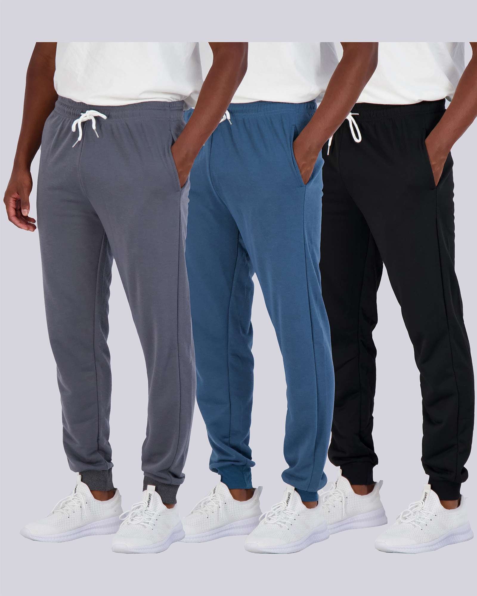 3 Pack: Mens French Terry Casual Jogger Sweatpants