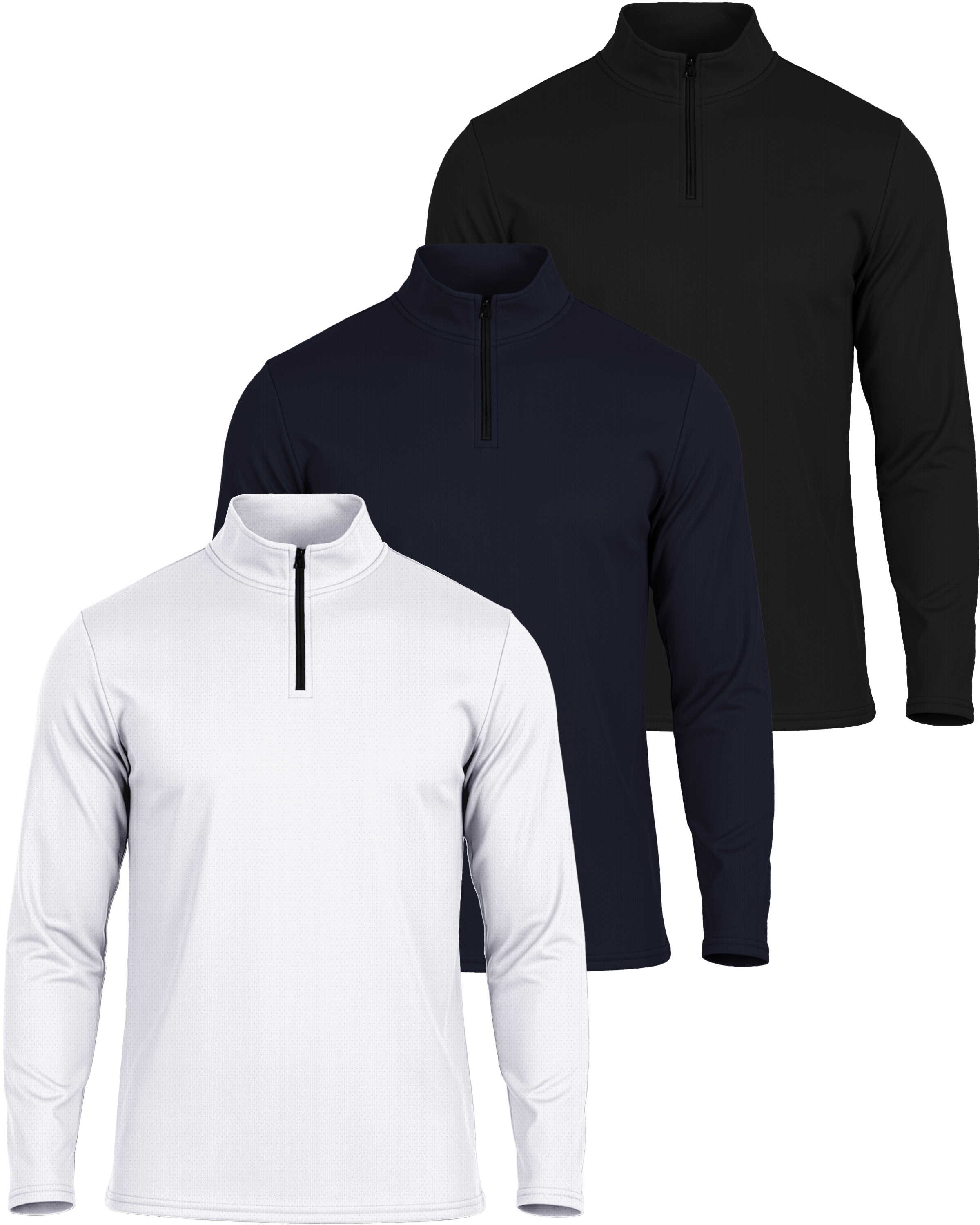 3 Pack: Mens Mesh Active Quarter Zip Pullover