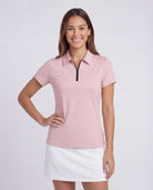 Real Essentials 3 Pack Women's Dry Fit Golf Polo Shirts with Zipper Short Sleeve Collared - Solid Black, Solid Ballad Blue, Solid Pale Lilac