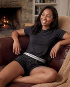 Real Essentials 2 Pack Women's Pajama Sets 2 Piece Boxy Tee Sleep Shorts PJs Sleepwear Cute - Solid Black, Solid Black