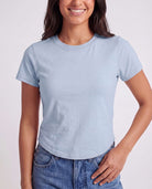 Real Essentials 3 Pack Women's Cropped Cap Sleeve Tops Cotton Basic Tees Going Out Shirts - Solid Black, Solid Ballad Blue, Solid Pale Lilac