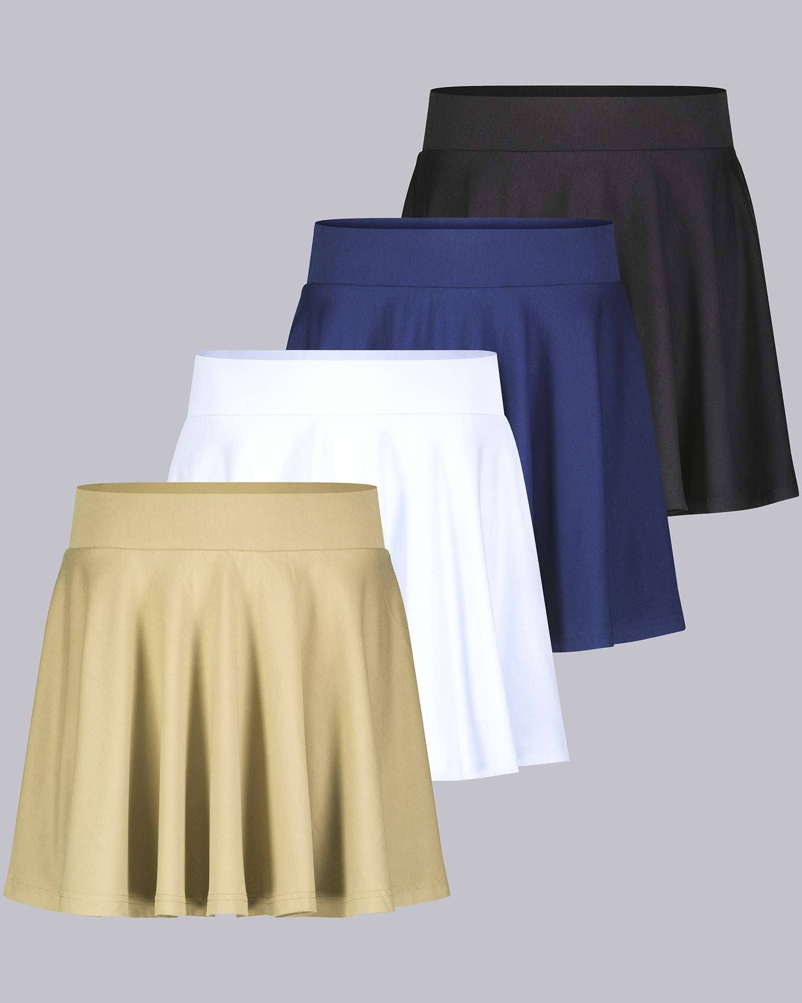 4 Pack: Women's Soft Casual Pleated Mini Skirt