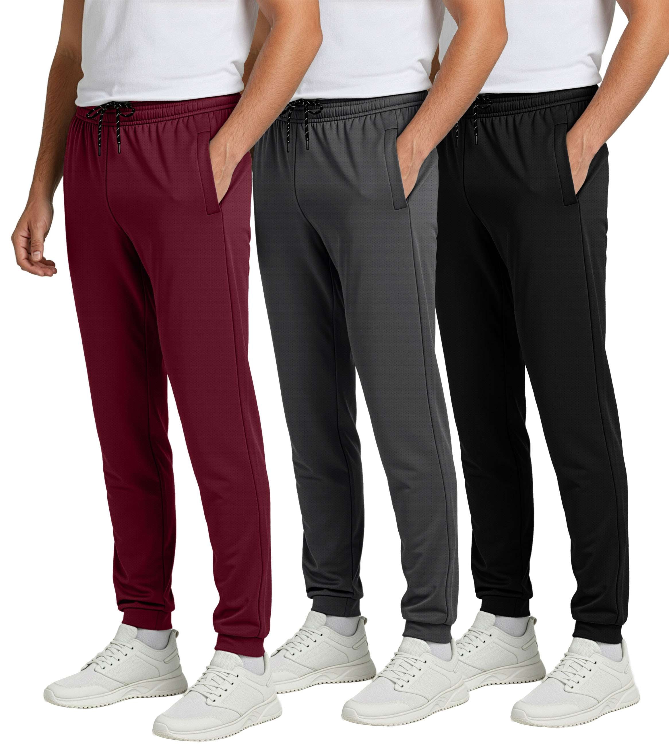 3 Pack: Mens Mesh Active Jogger Sweatpants