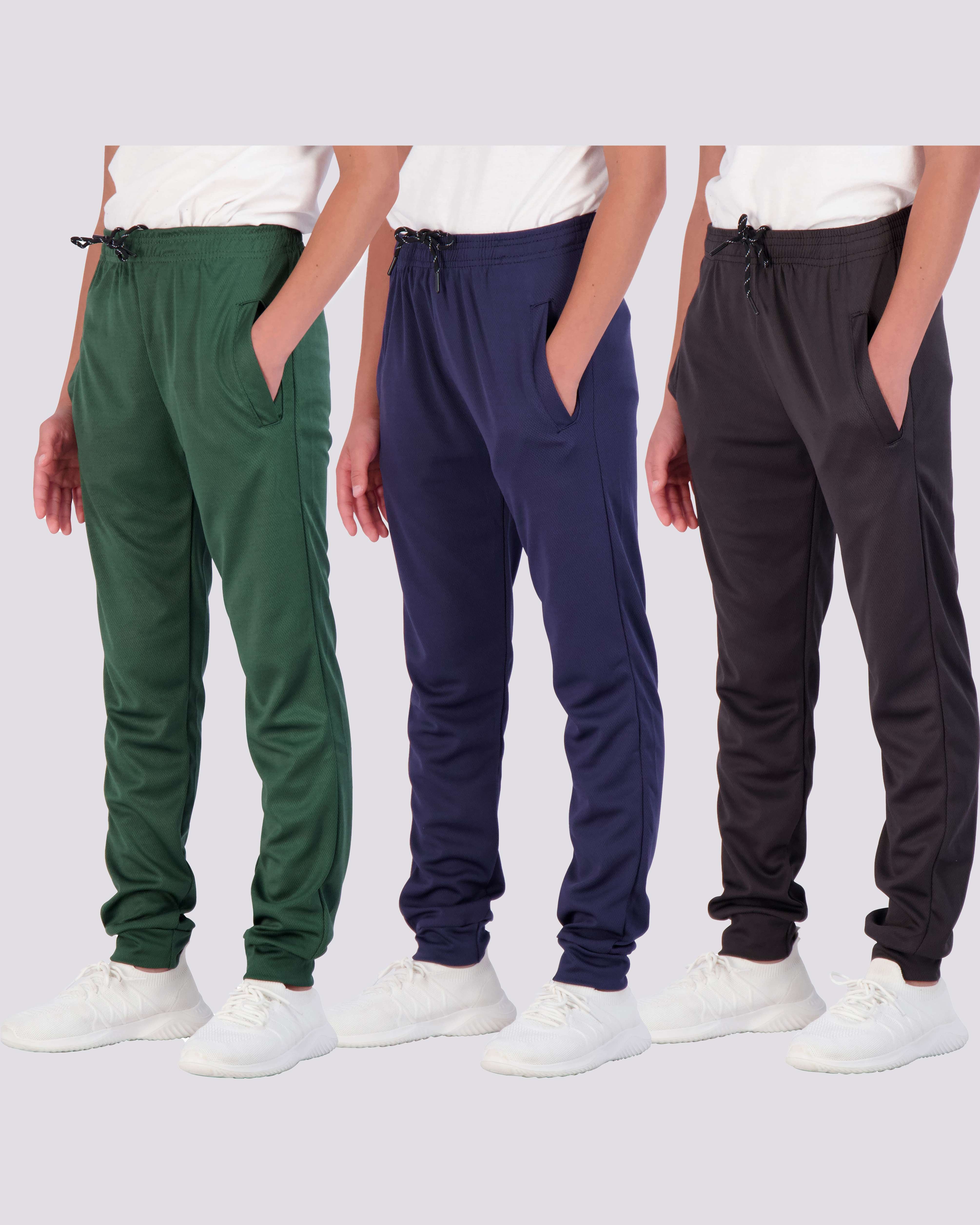 3 Pack: Boys Mesh Active Casual Jogger Sweatpants