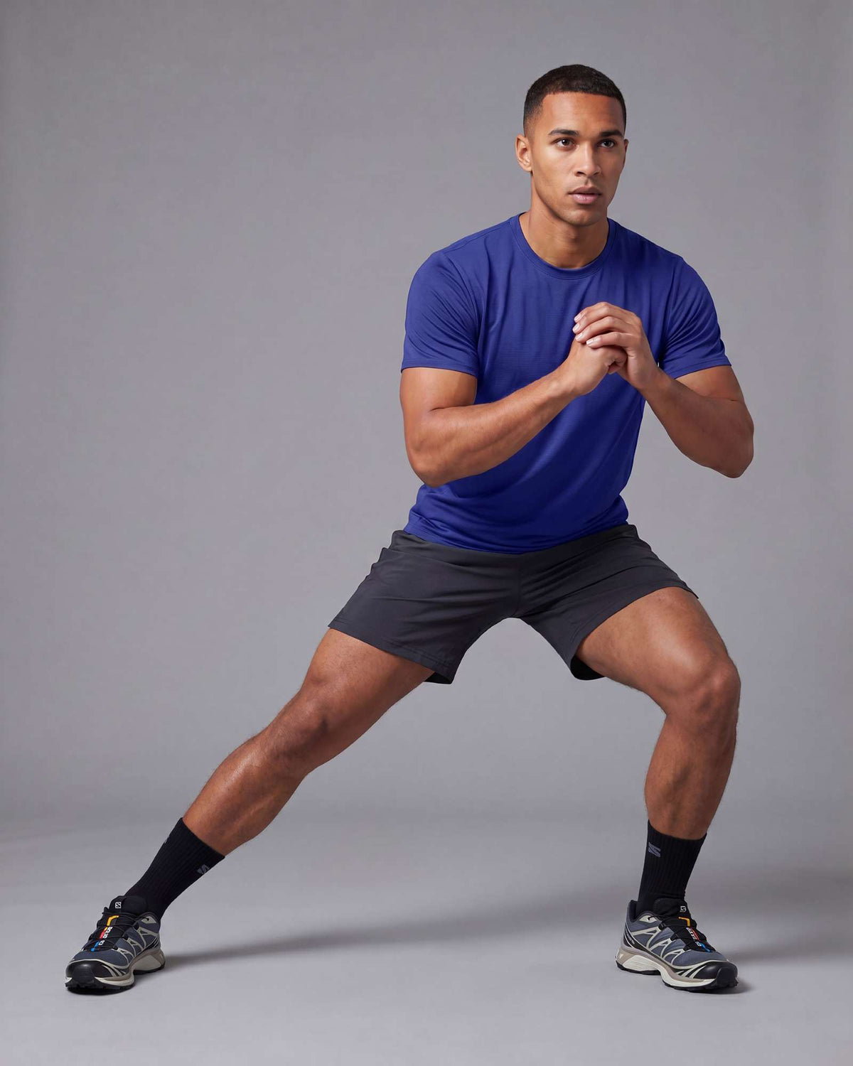 Real Essentials 5 Pack Men's Dry Fit Short Sleeve Crew T Shirts Gym Tees Athletic Workout - Solid Black, Solid Bright White, Navy Blazer, Royal Blue, Solid Ultimate Grey