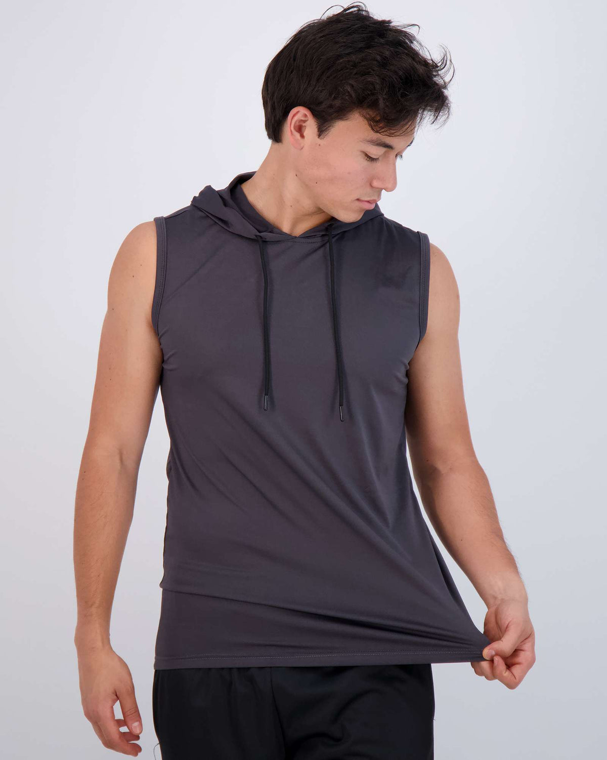 Real Essentials 3 Pack Men's Dry Fit Tank Top Hoodie Sleeveless Workout Gym Muscle Shirts - Set 6