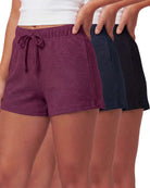 Real Essentials 3 Pack Women's Cotton Pajama Shorts Lounge Sleep Comfy Cute Casual Knit PJ - Solid Black, Solid Navy Blazer, Charcoal Heather, Grey Heather