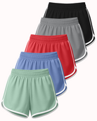 Real Essentials 5 Pack Women's Dry Fit Dolphin Shorts Athletic Running Workout Gym Hiking - Set 8