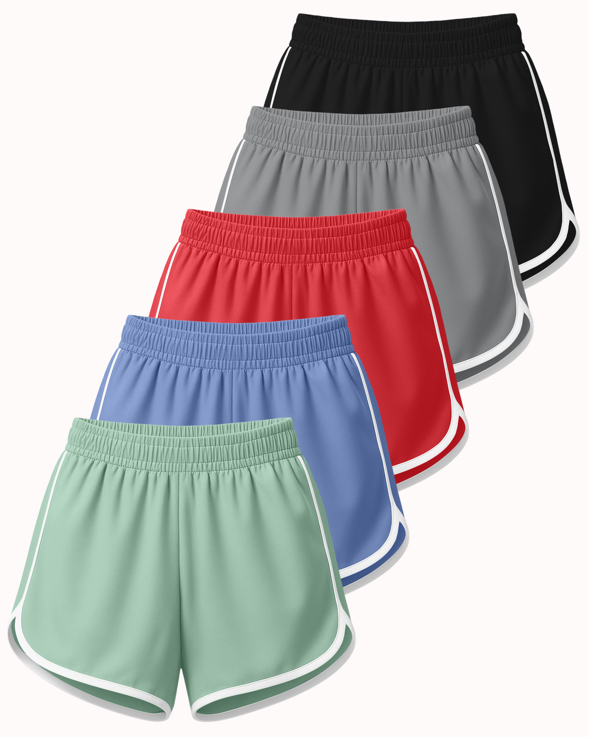 Real Essentials 5 Pack Women's Dry Fit Dolphin Shorts Athletic Running Workout Gym Hiking - Set 8