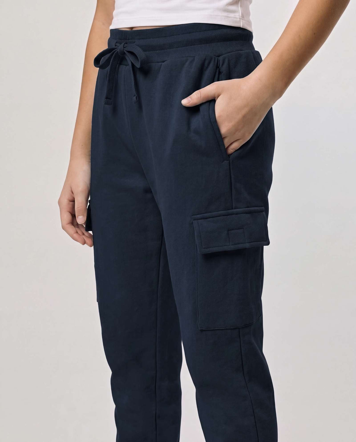 Real Essentials 3 Pack Girls Fleece Cargo Joggers Sweatpants Kids Pants Teen Girl Athletic - Solid Black, Solid Navy Blazer, Solid Quiet Shade