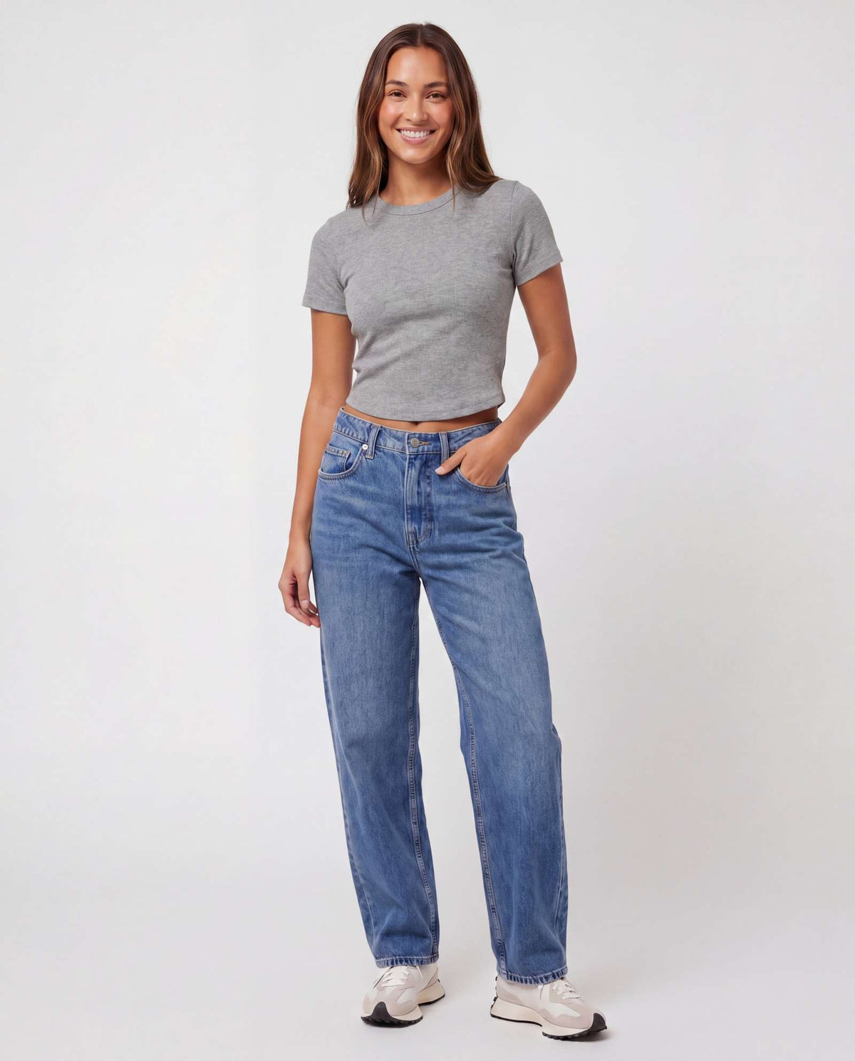 Real Essentials 3 Pack Women's Cropped Cotton Tshirts Ribbed Cap Sleeve Tees Going Out Tops - Solid Black, Grey Heather, Solid Bright White