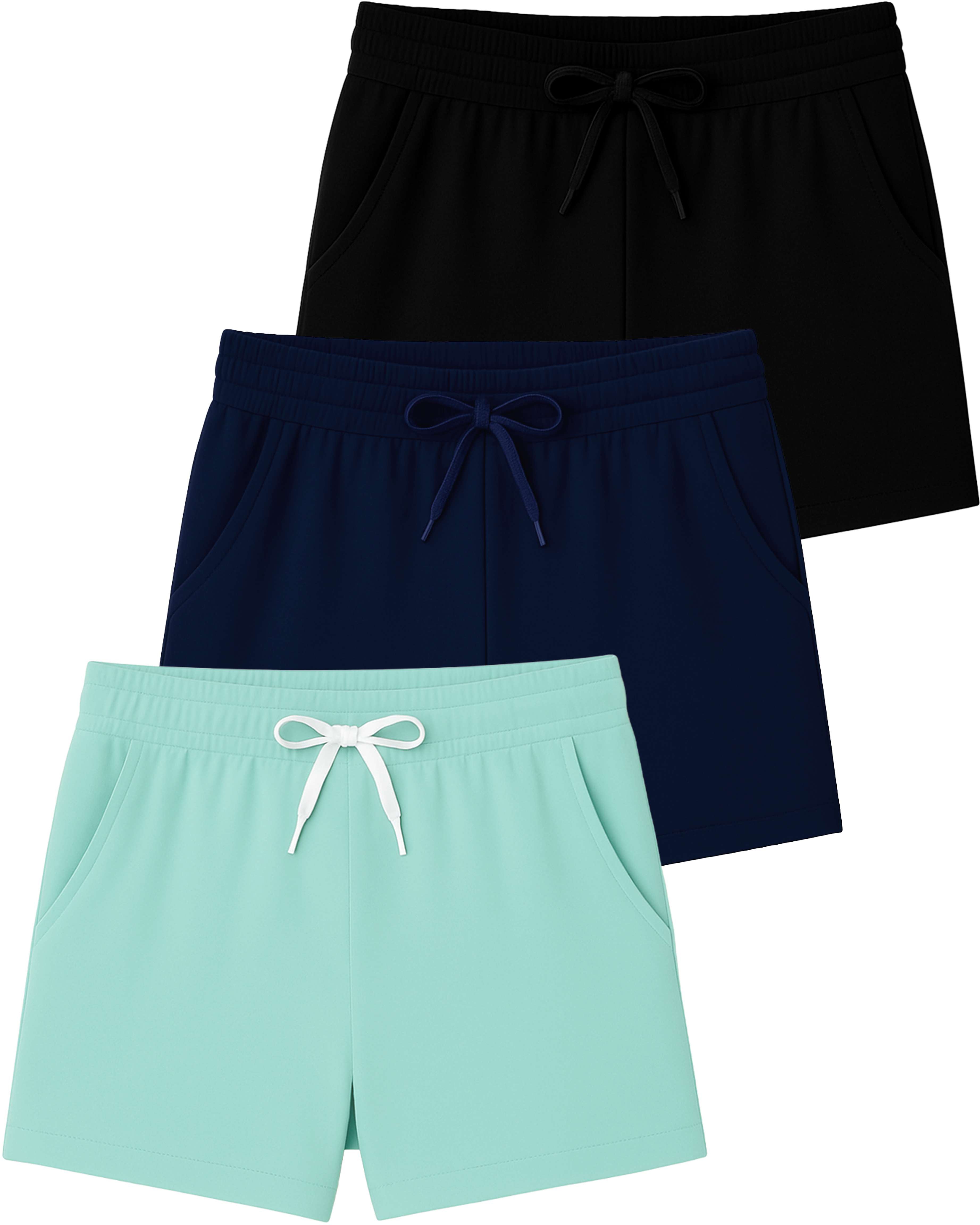 3 Pack: Girls' Lounge Comfy Shorts with Drawstring