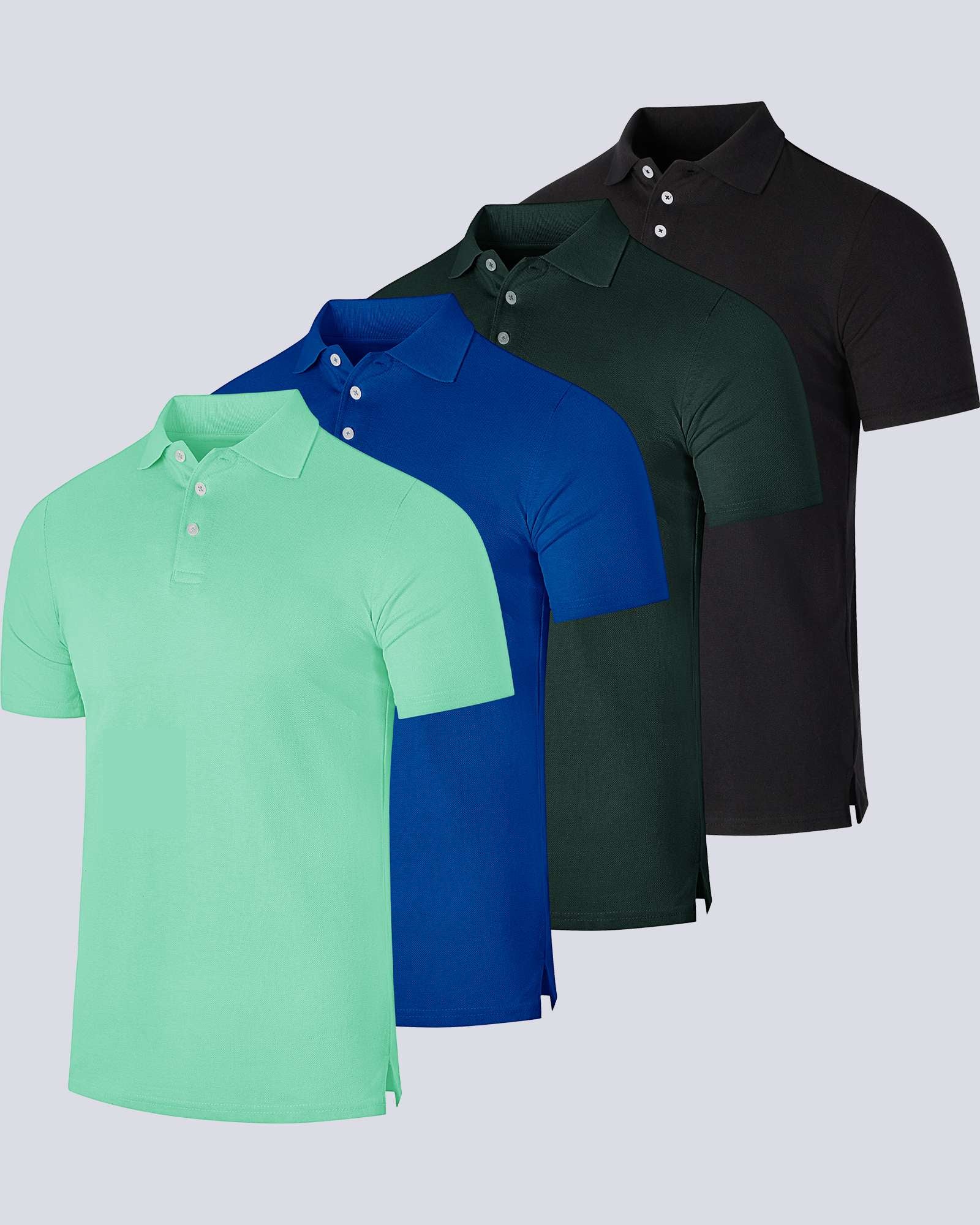 4 Pack: Men's Cotton Pique Short Sleeve Polo Shirt - Performance Polo (Available In Big & Tall)