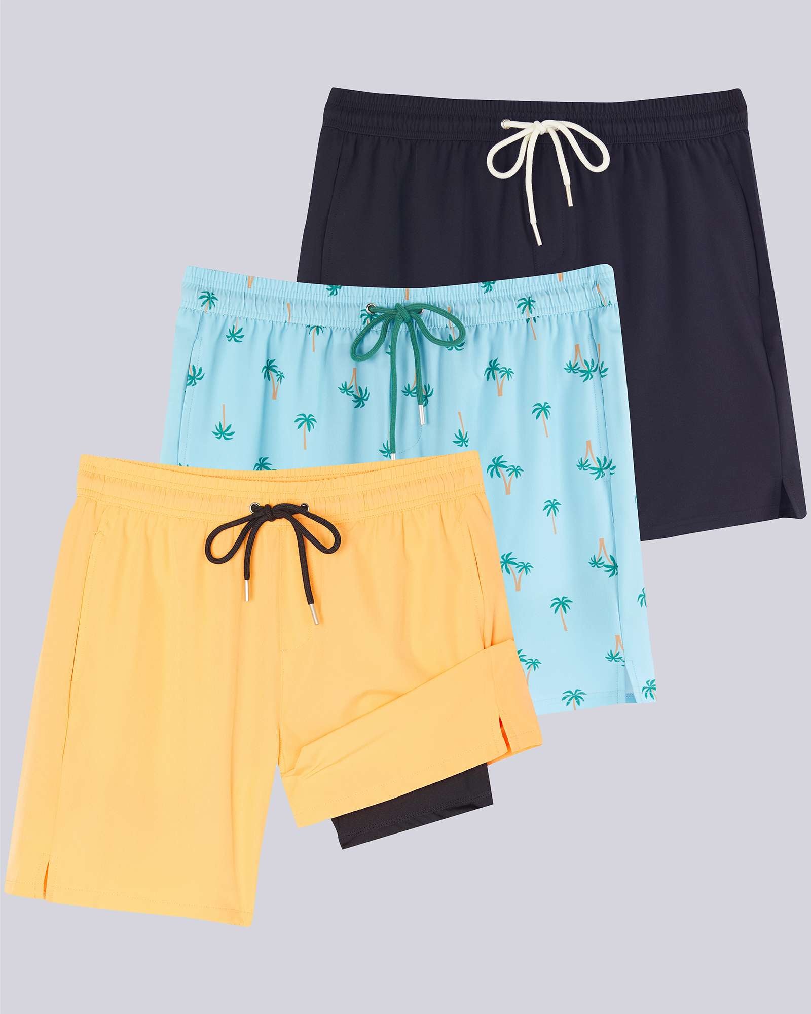 3 Pack: Men's 7" 2-in-1 Swim Trunks with Compression Liner