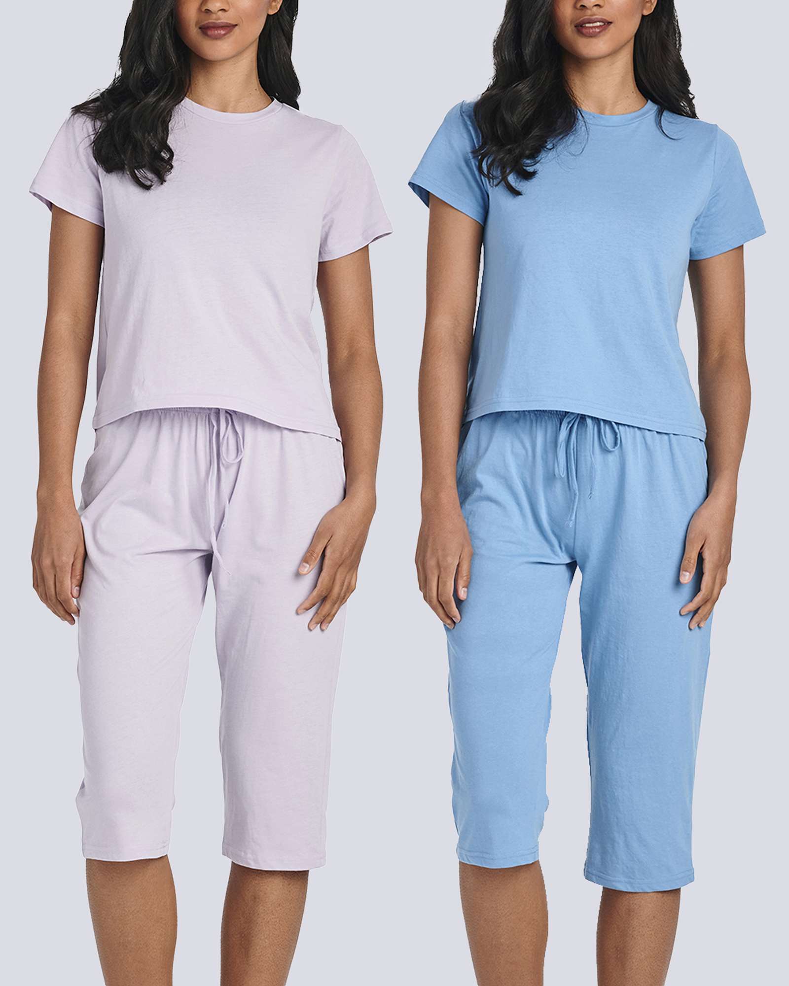 2 Pack: Women's Cotton Pajamas with Capri Pants