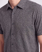 Real Essentials 3 Pack Men's Cotton Short Sleeve Button Down Casual Work Shirt Button Up - CHARCOAL HEATHER
