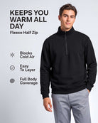 Real Essentials 2 Pack Mens Fleece Sweatshirt Sweater Half Zip Pullover Long Sleeve Casual - Solid Navy Blazer, Charcoal Heather