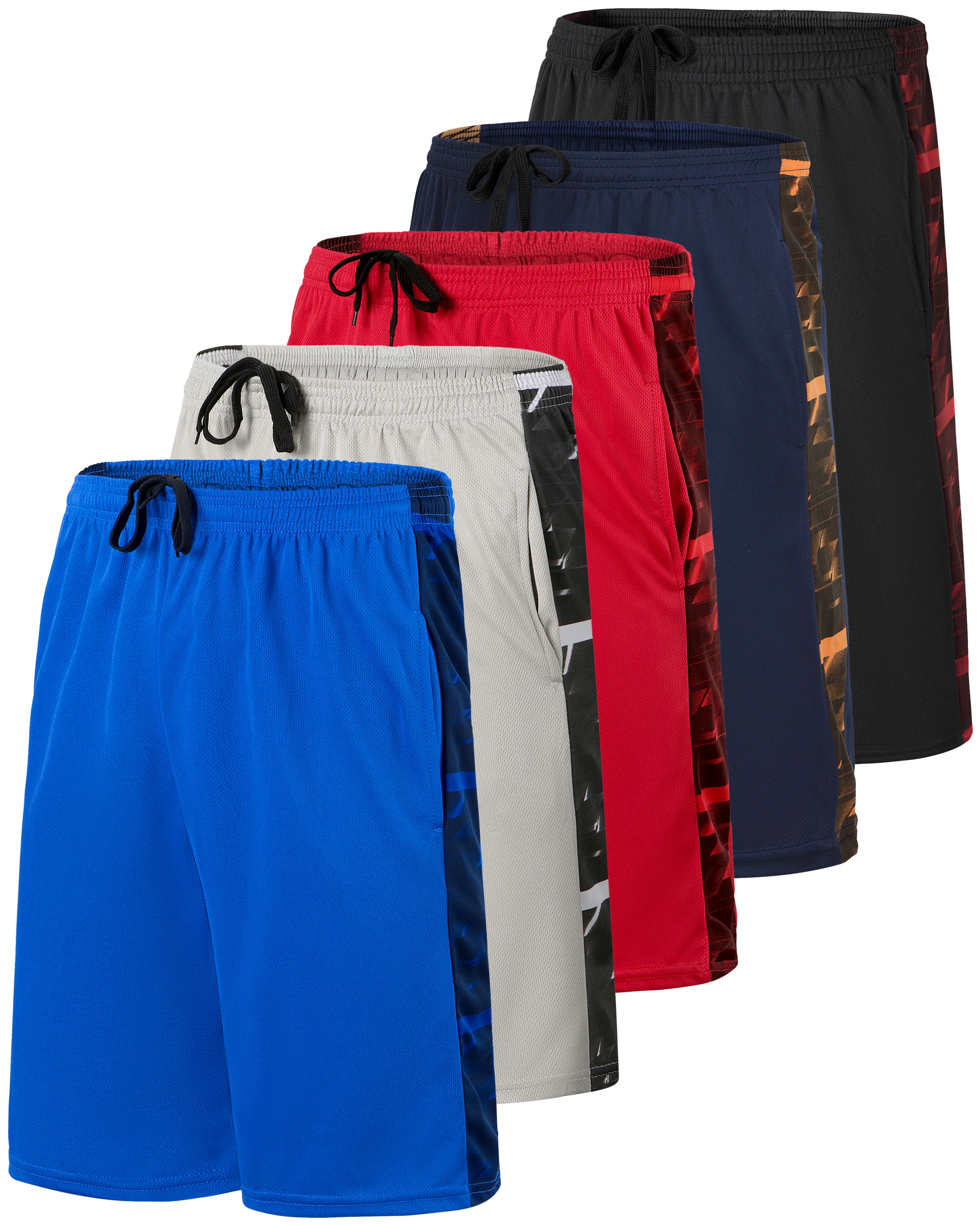 5 Pack: Men's Mesh Athletic Gym Shorts