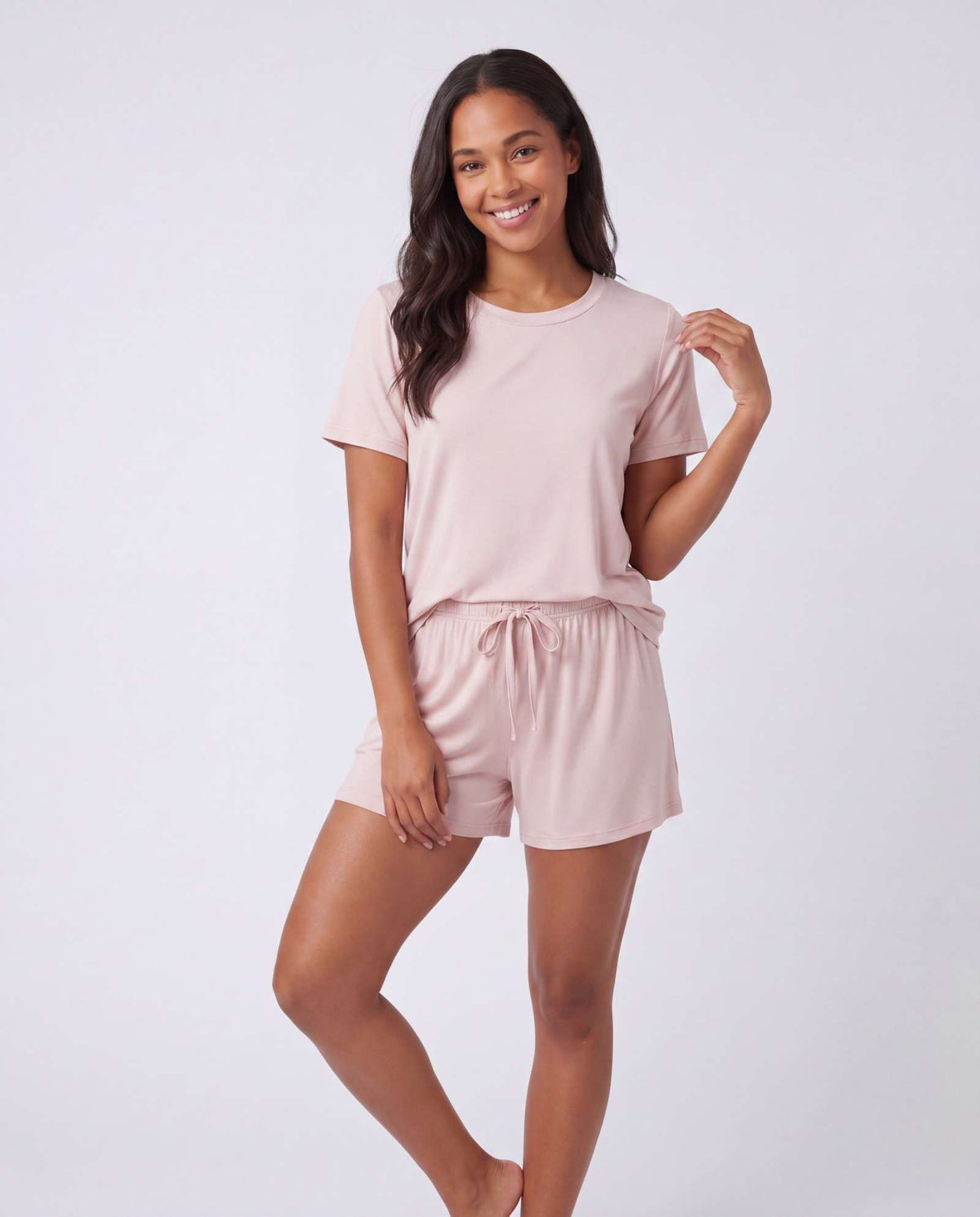 Real Essentials 3 Pack Women's Pajama Sets 3 Piece Crew Tee Tank Top Sleep Shorts Sleepwear - Solid Pale Lilac