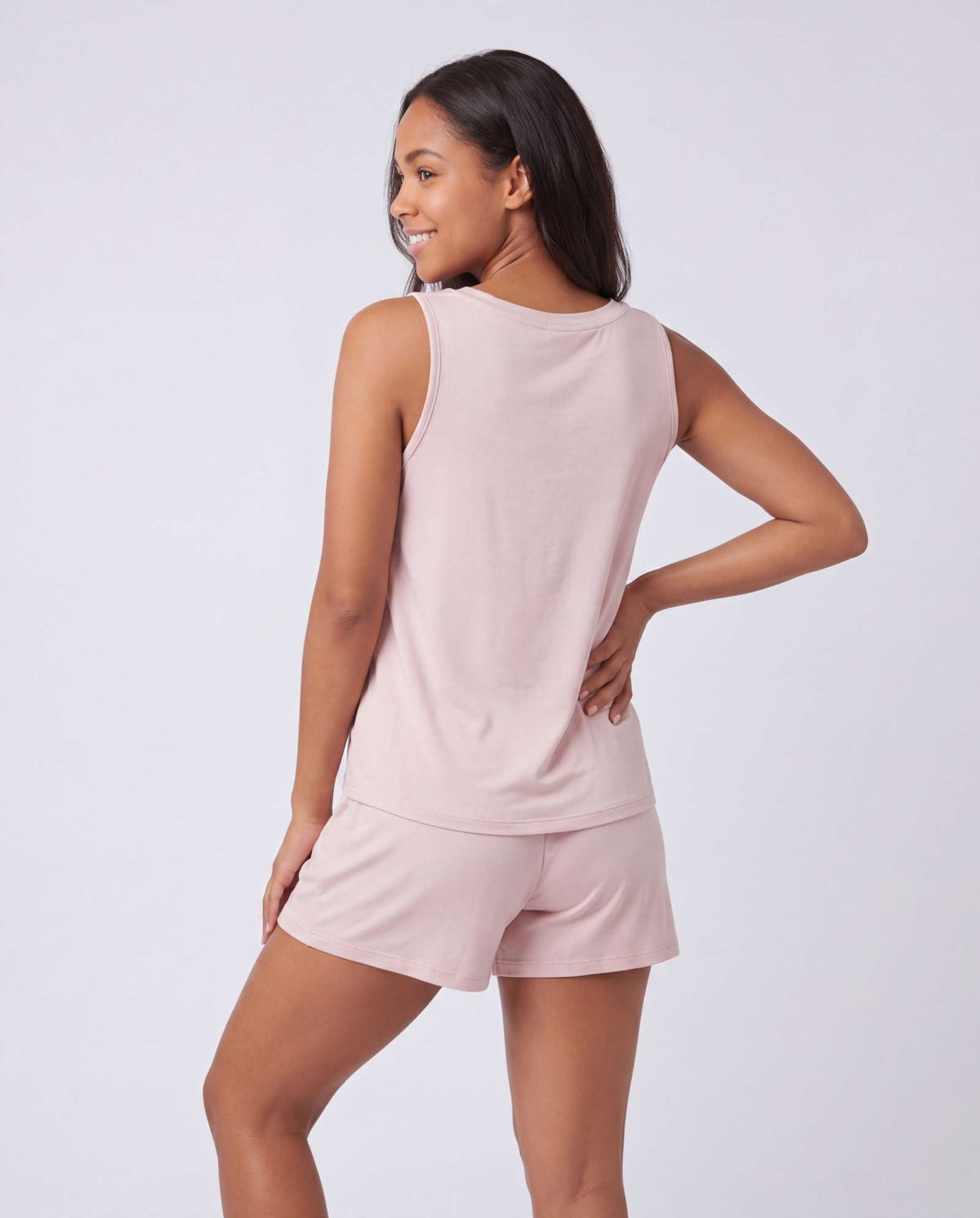 Real Essentials 3 Pack Women's Pajama Sets 3 Piece Crew Tee Tank Top Sleep Shorts Sleepwear - Solid Pale Lilac