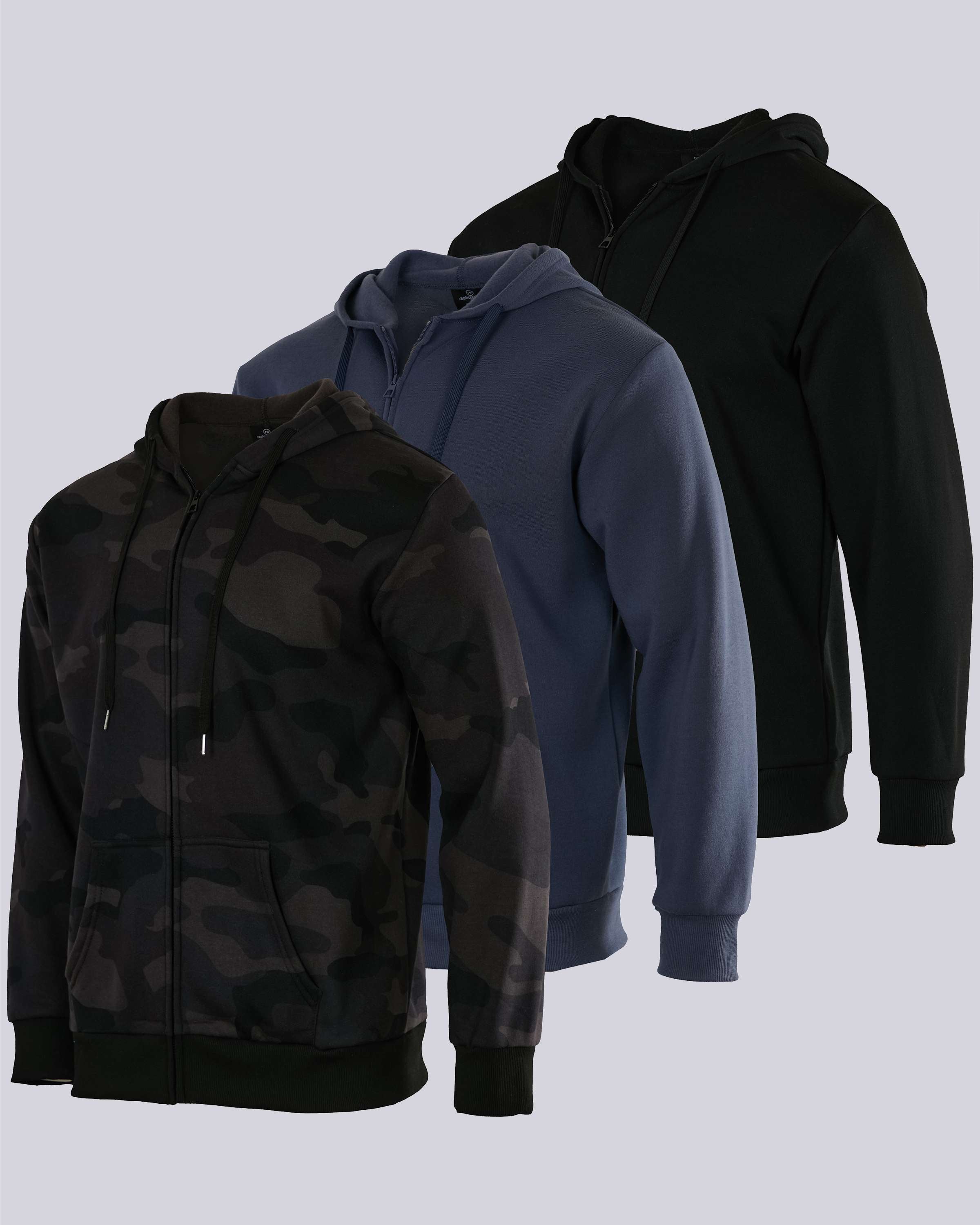 Real Essentials 3 Pack Men s Fleece Pullover Hoodie Long Sleeve Hooded Sweatshirt Pockets Available in Big Tall