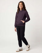 Real Essentials 3 Pack Girls' Fleece Pullover Hoodies Sweatshirts Sweaters Kids Teens Tops - Solid Black, Solid Plum Perfect, Solid Lantana