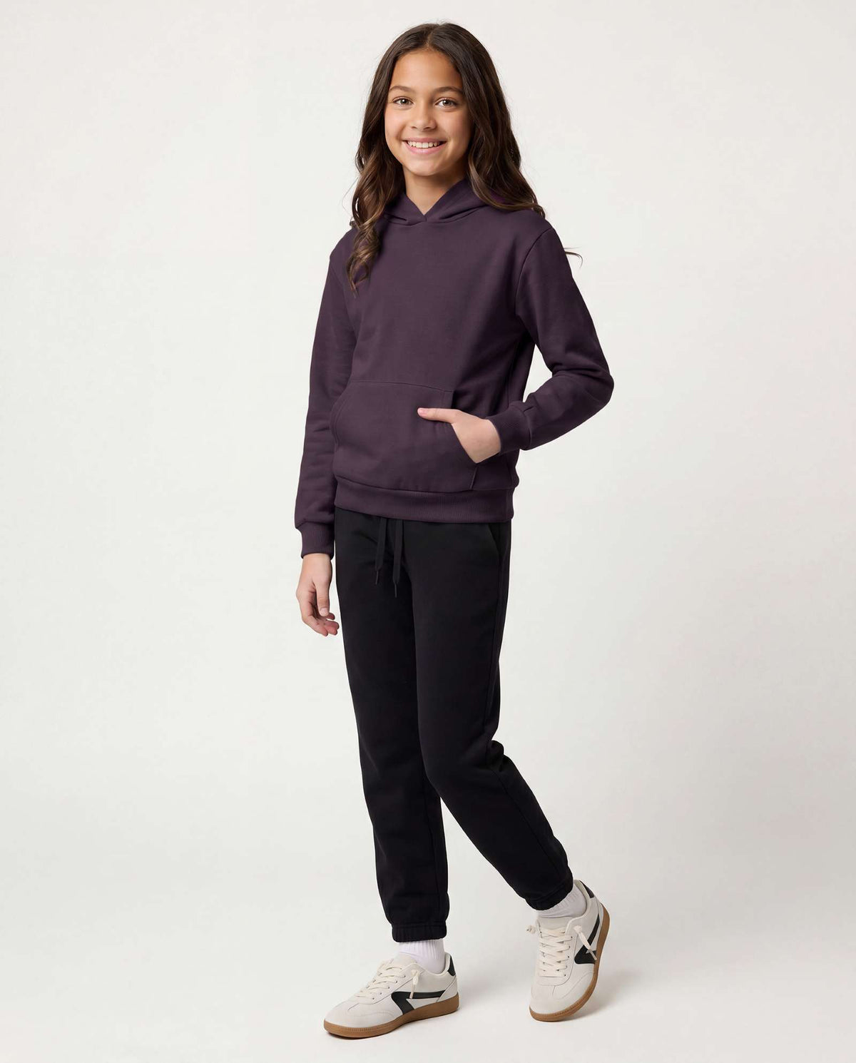 Real Essentials 3 Pack Girls' Fleece Pullover Hoodies Sweatshirts Sweaters Kids Teens Tops - Solid Black, Solid Plum Perfect, Solid Lantana