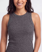 Real Essentials 3 Pack Women's Cotton Ribbed Tank Tops Sleeveless Crew Neck Basic Layering - Solid Black, Solid Navy Blazer, Charcoal Heather