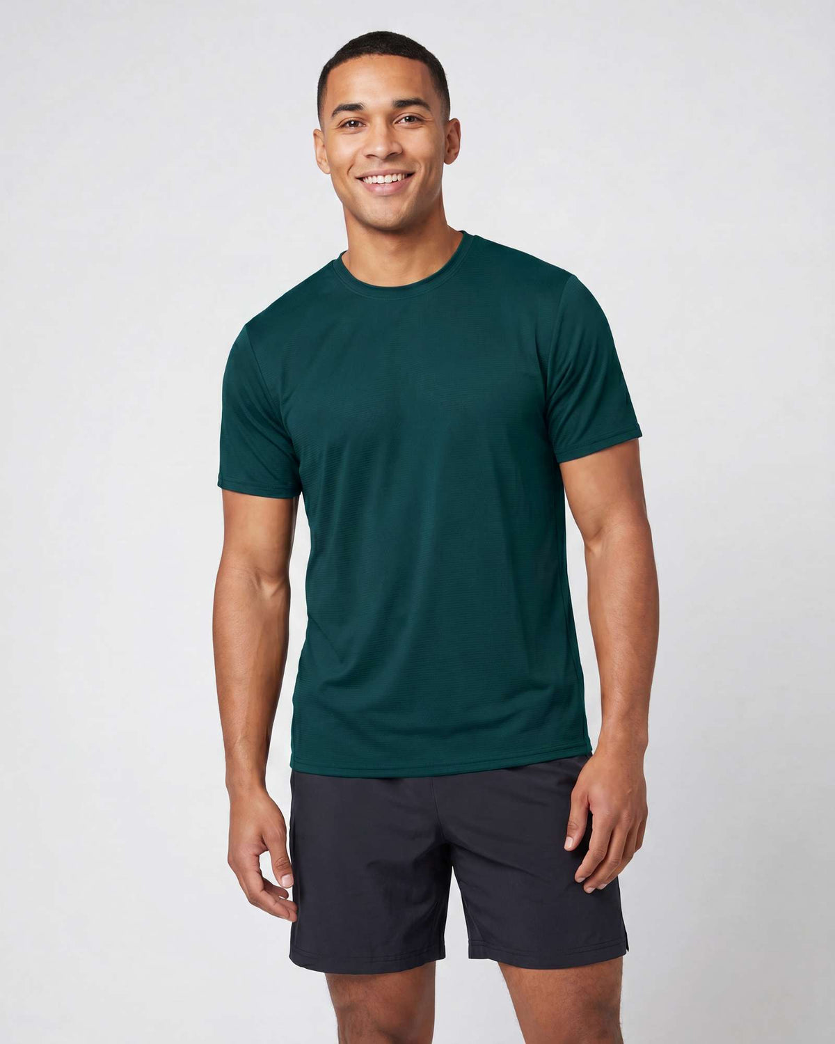 Real Essentials 5 Pack Men's Dry Fit Short Sleeve Crew T Shirts Gym Tees Athletic Workout - Solid Black, Solid Bright White, Navy Blazer, Solid Deep Teal, Solid Dawn Blue