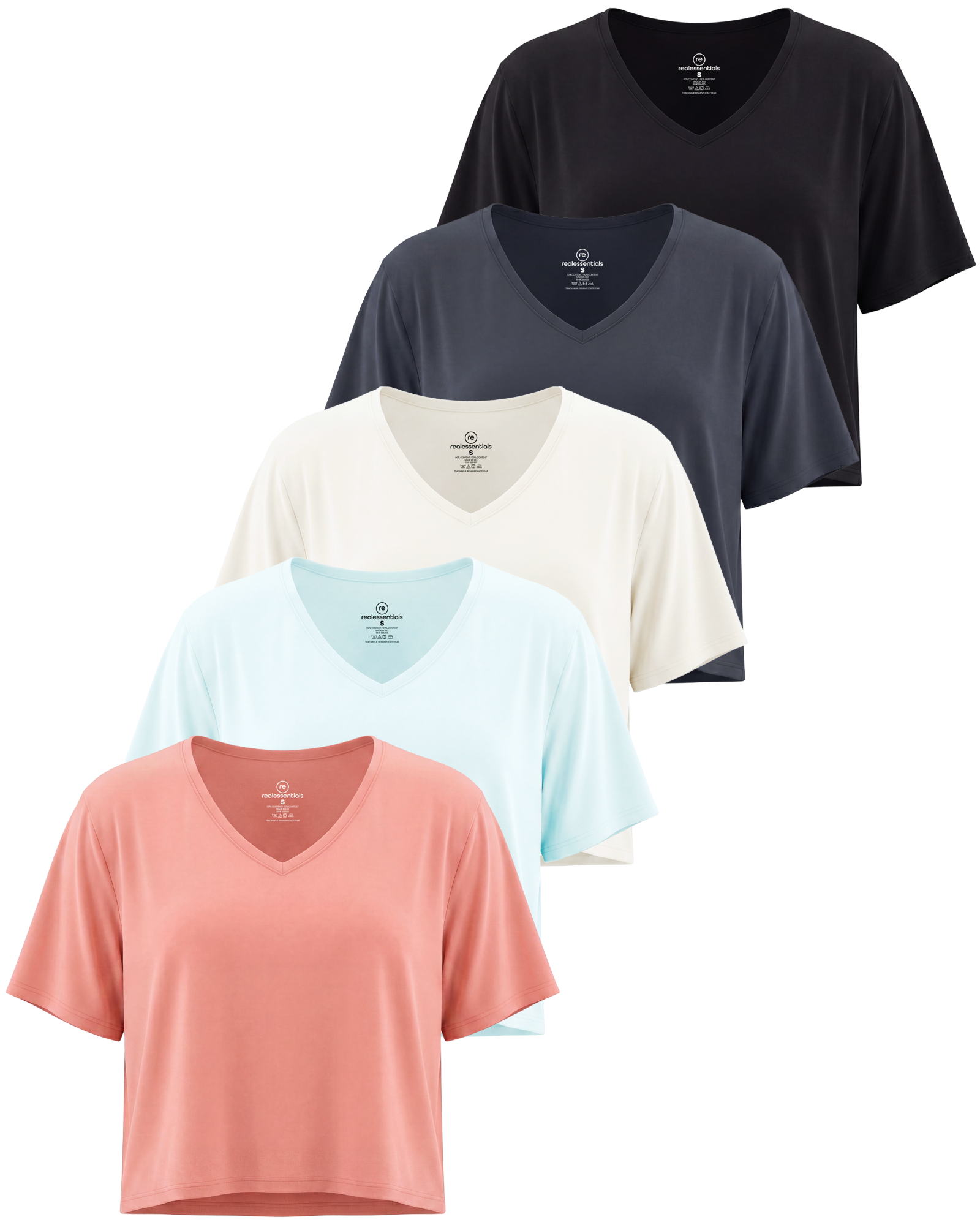 5 Pack: Women's Dry-Fit Short Sleeve V-Neck Crop Top