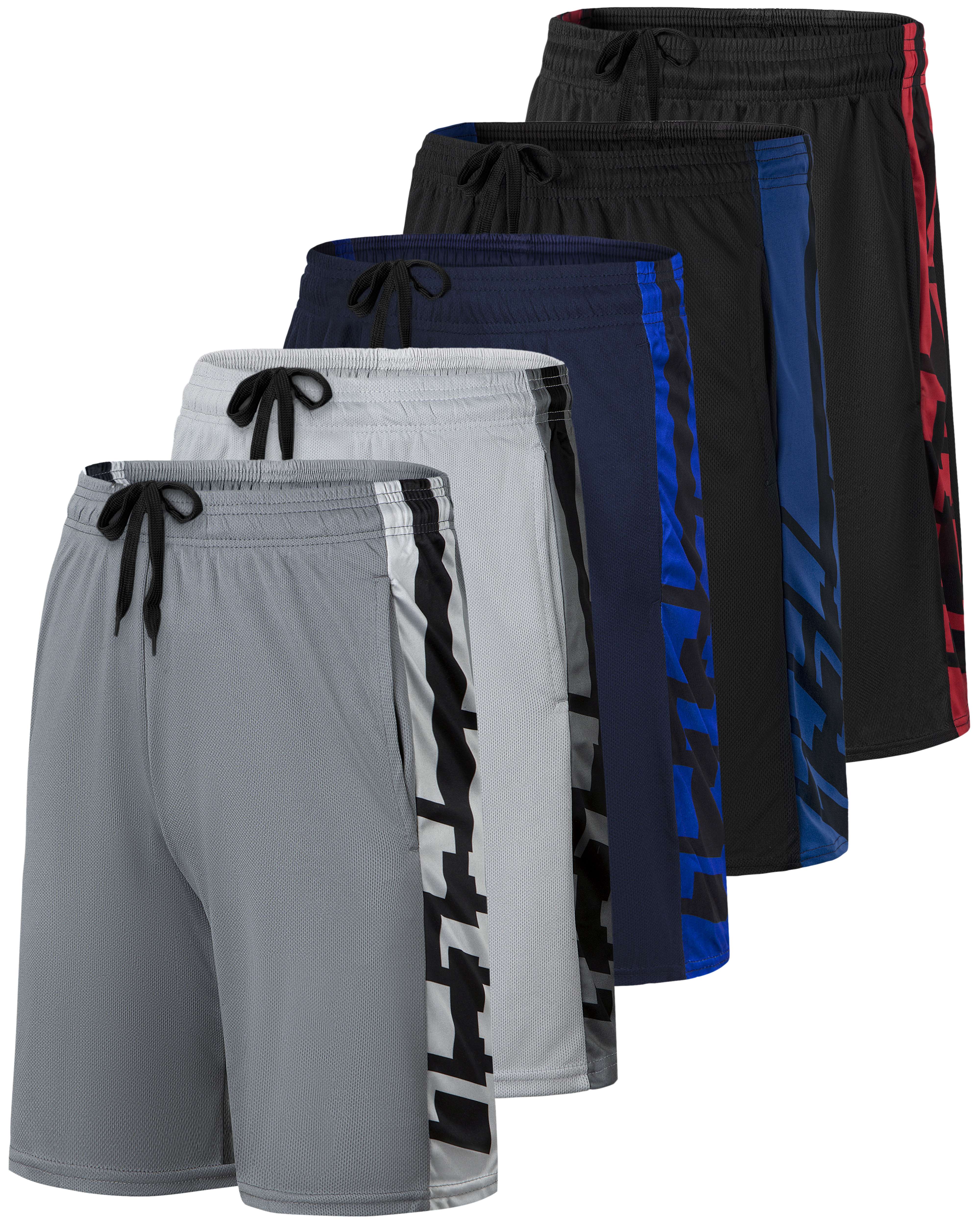 5 Pack: Men's Mesh Athletic Gym Shorts
