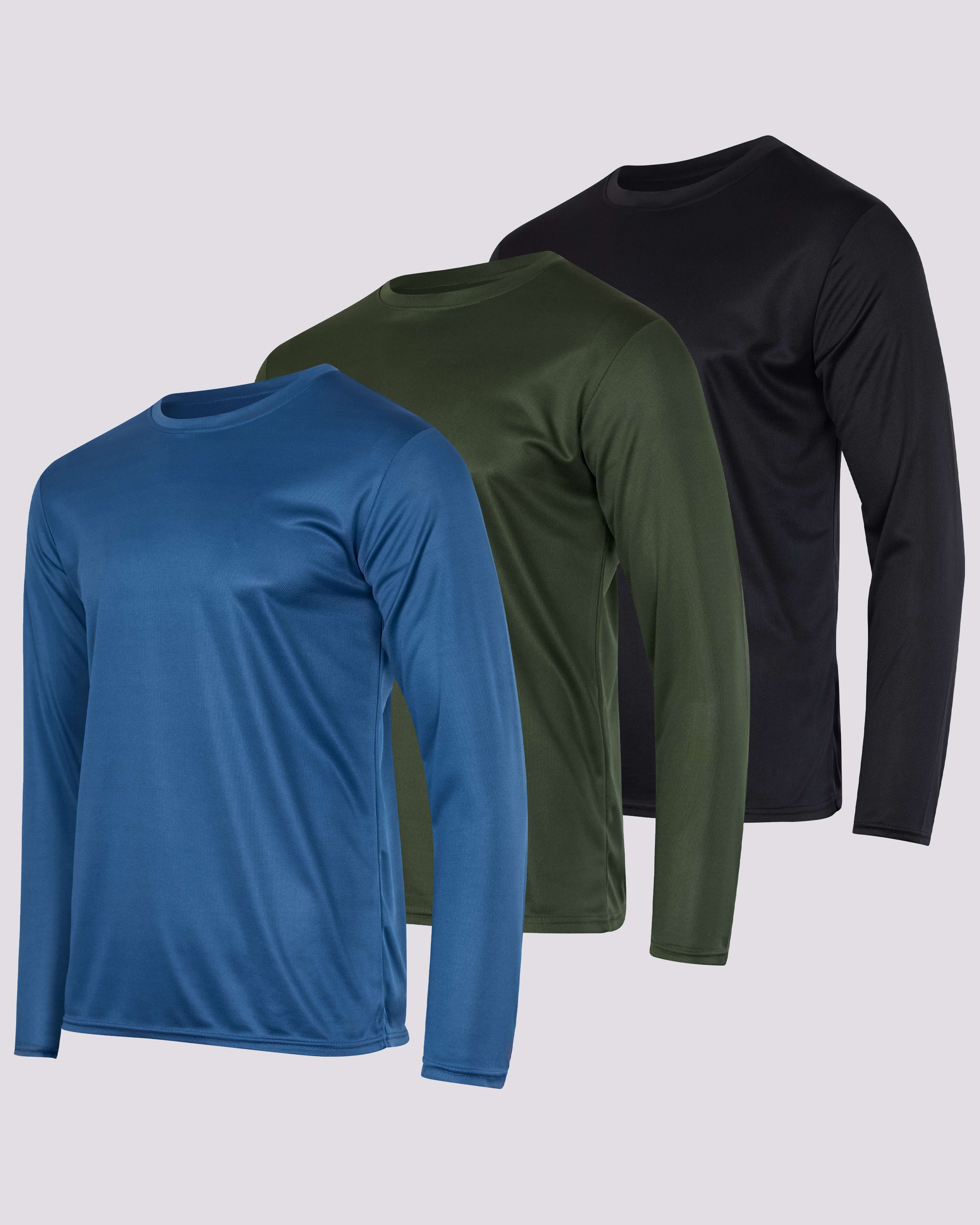 3 Pack: Mens Mesh Long Sleeve Active T-Shirt – Real Essentials