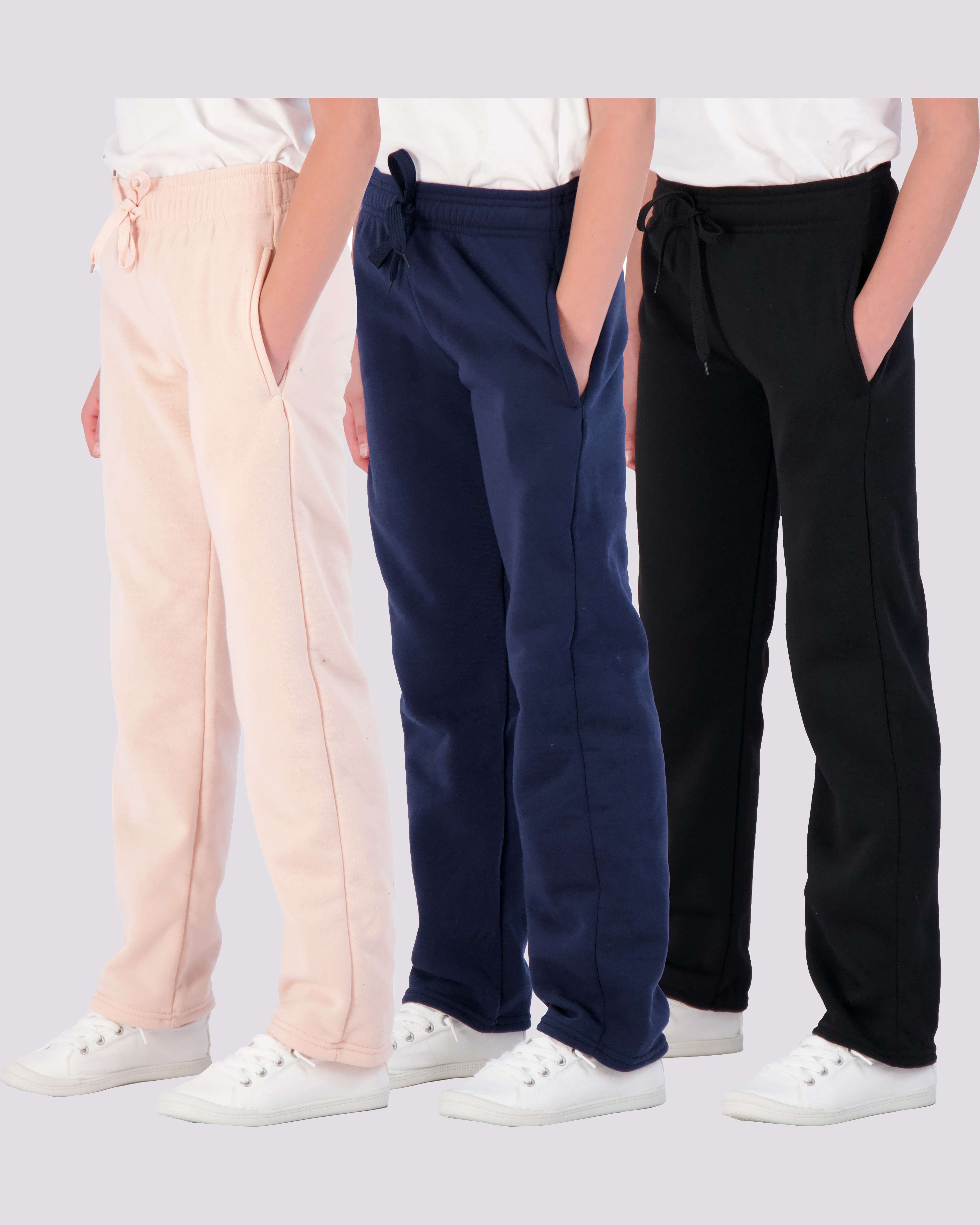 3 Pack: Girls Fleece Open Bottom Sweatpants