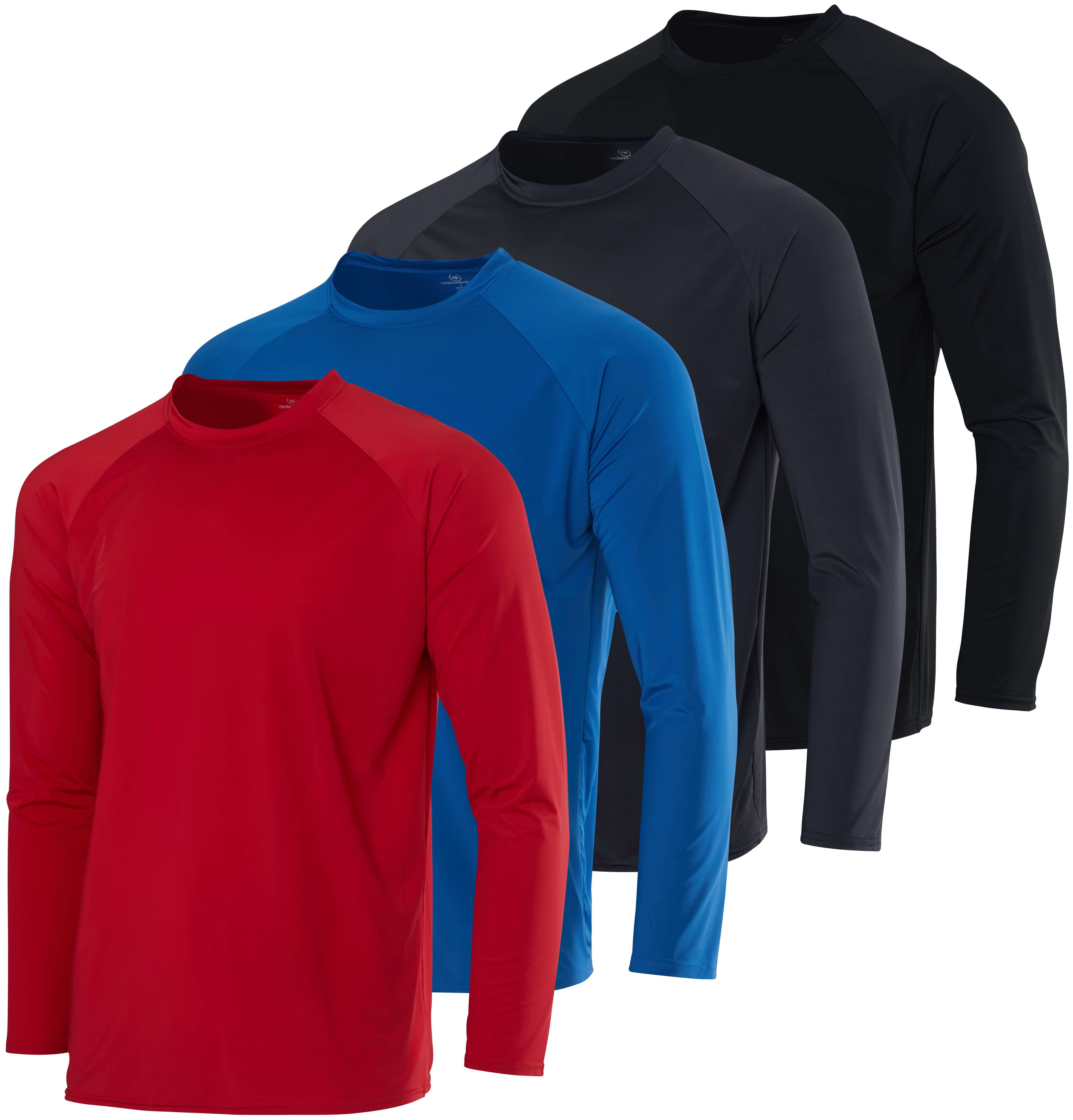 Real Essentials 4 Pack: Boys' Rash Guard Long Sleeve Swim Shirt UV Sun Protection Fishing & Swimwear Tops for Kids